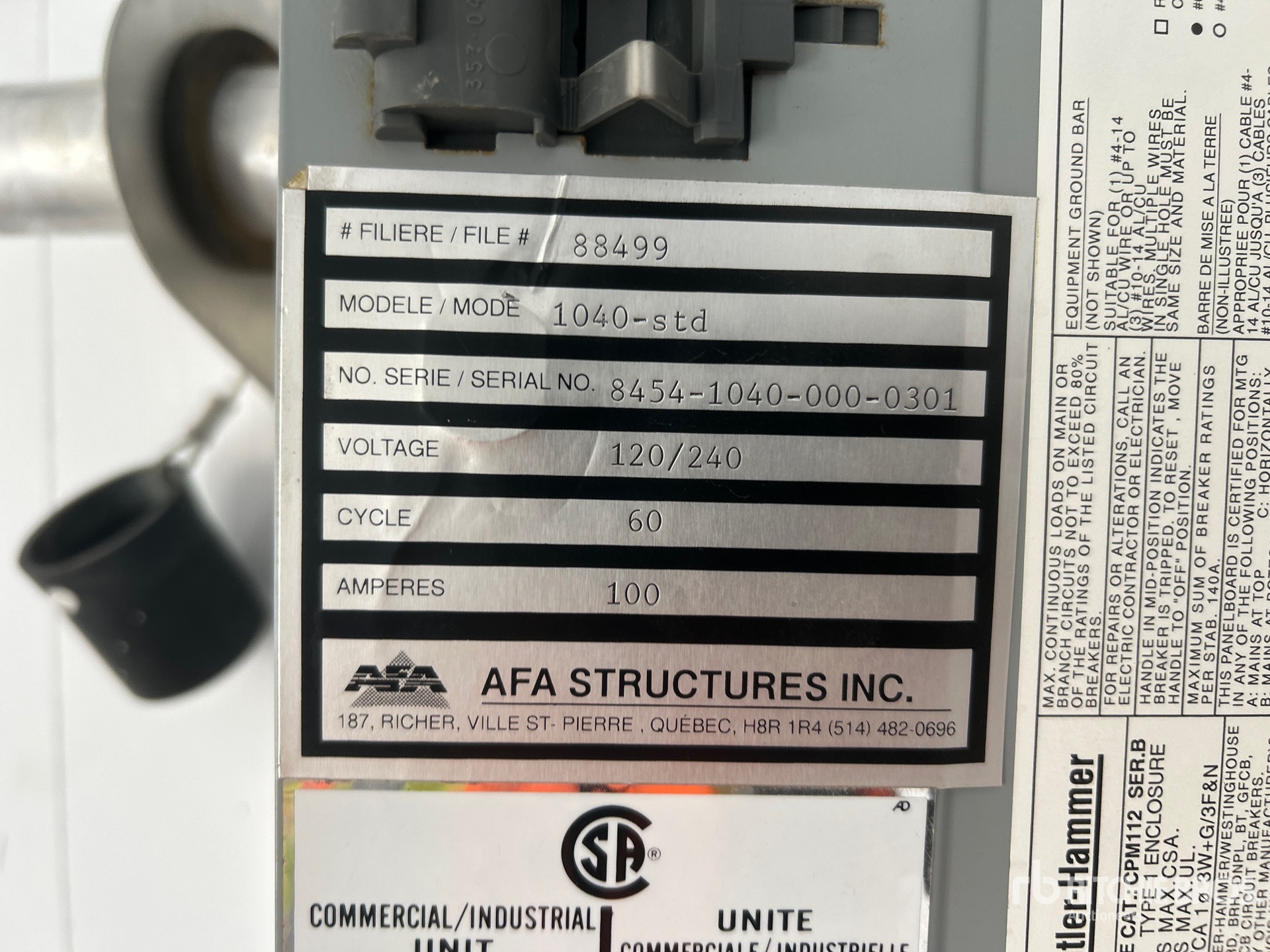 General Appearance with Serial Number / VIN