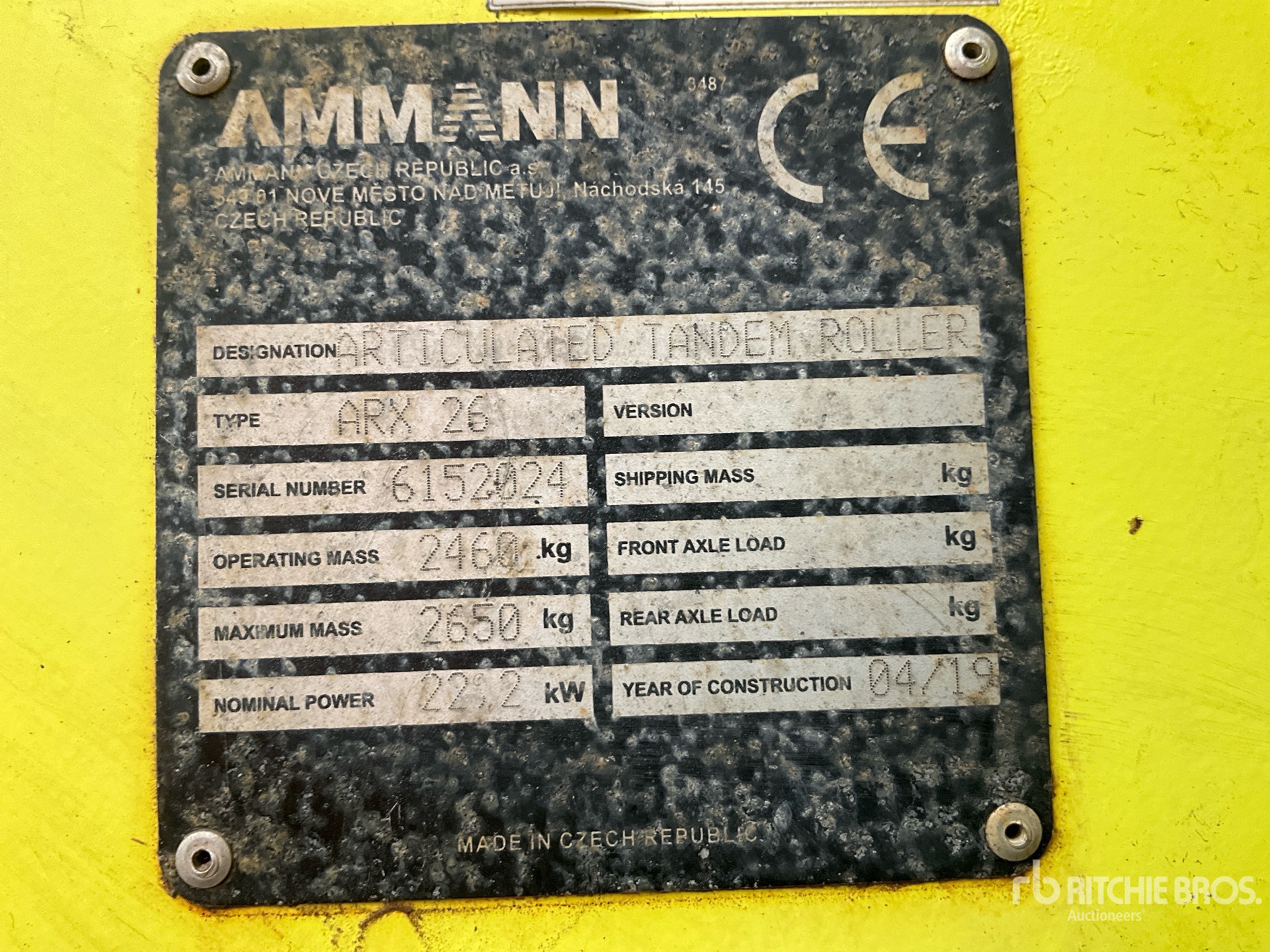 General Appearance with Serial Number / VIN