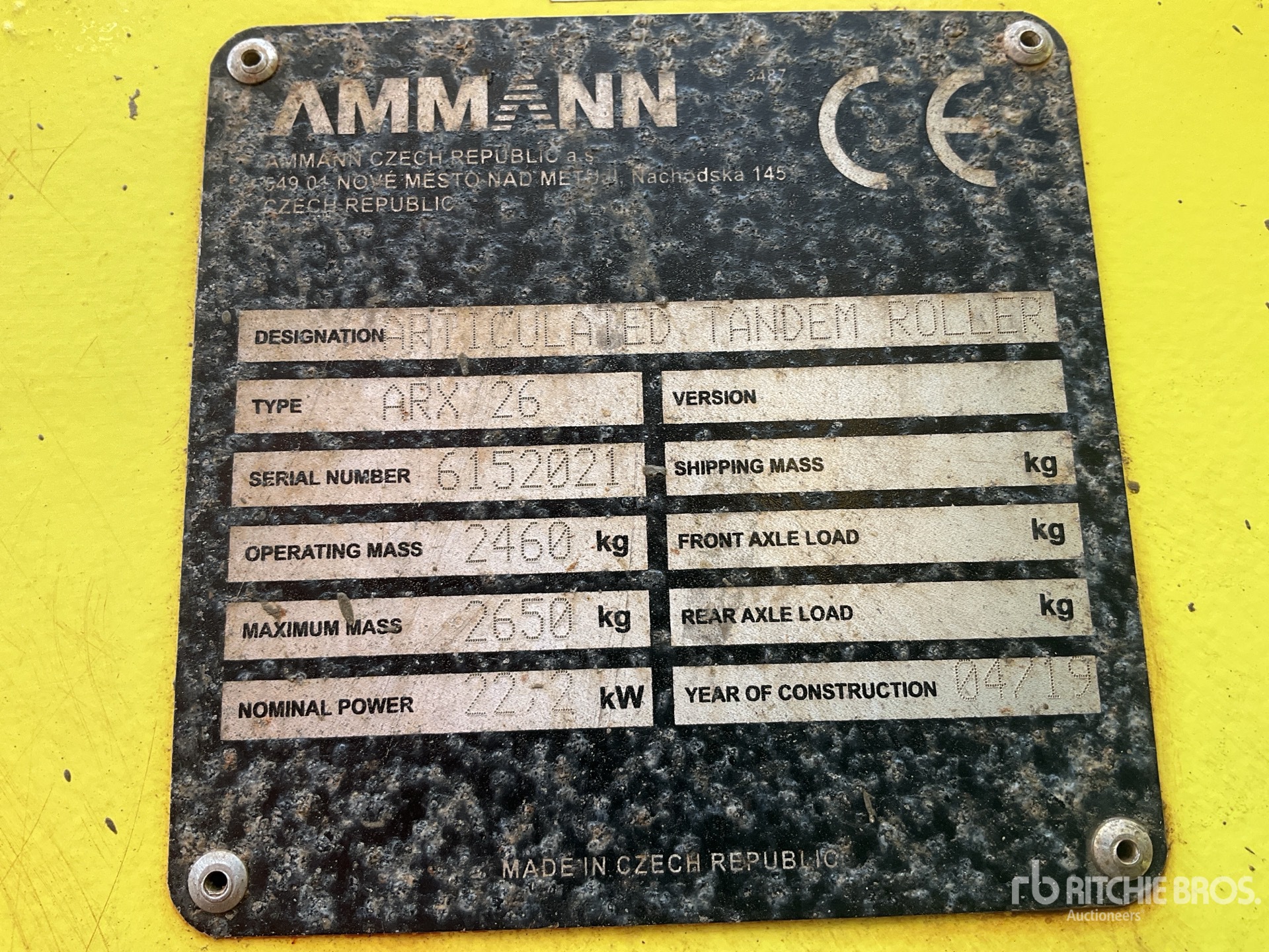 General Appearance with Serial Number / VIN