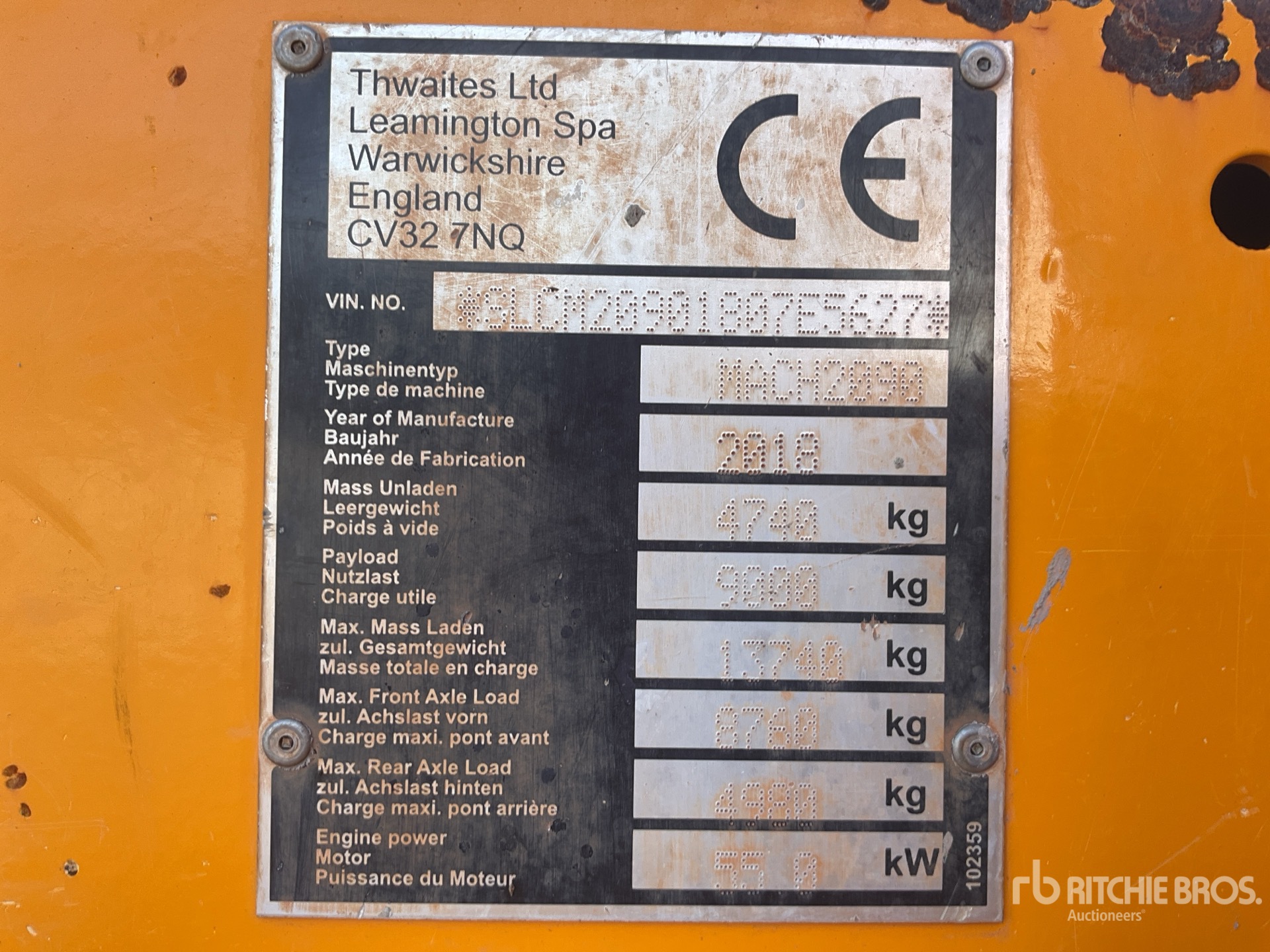 General Appearance with Serial Number / VIN