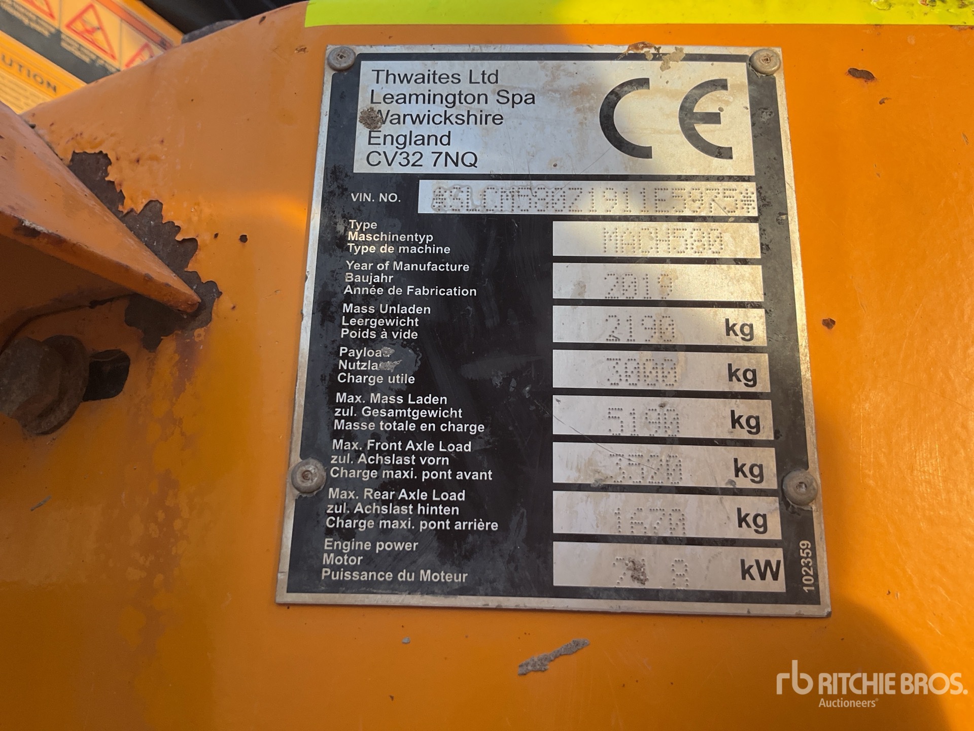 General Appearance with Serial Number / VIN