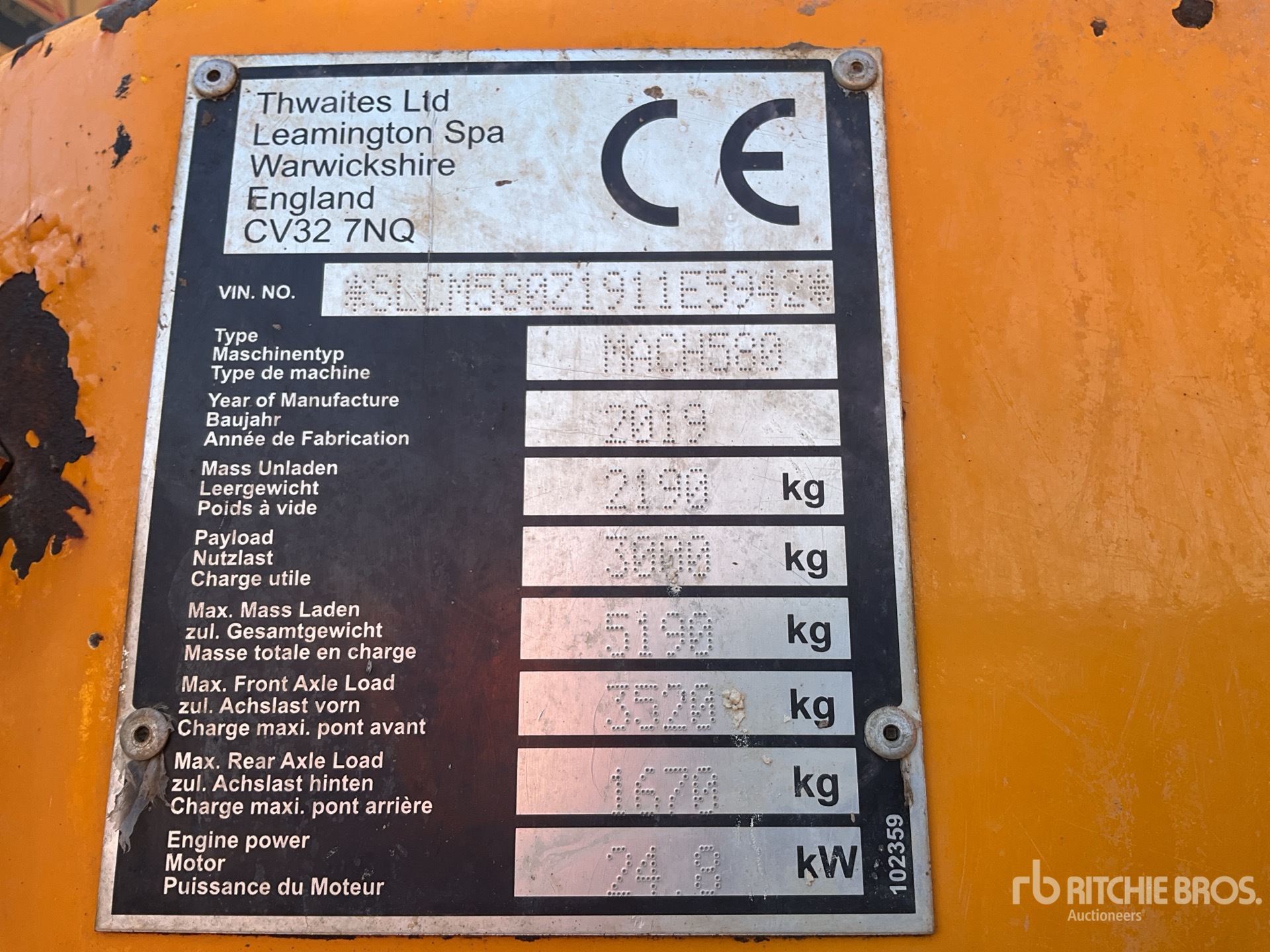 General Appearance with Serial Number / VIN