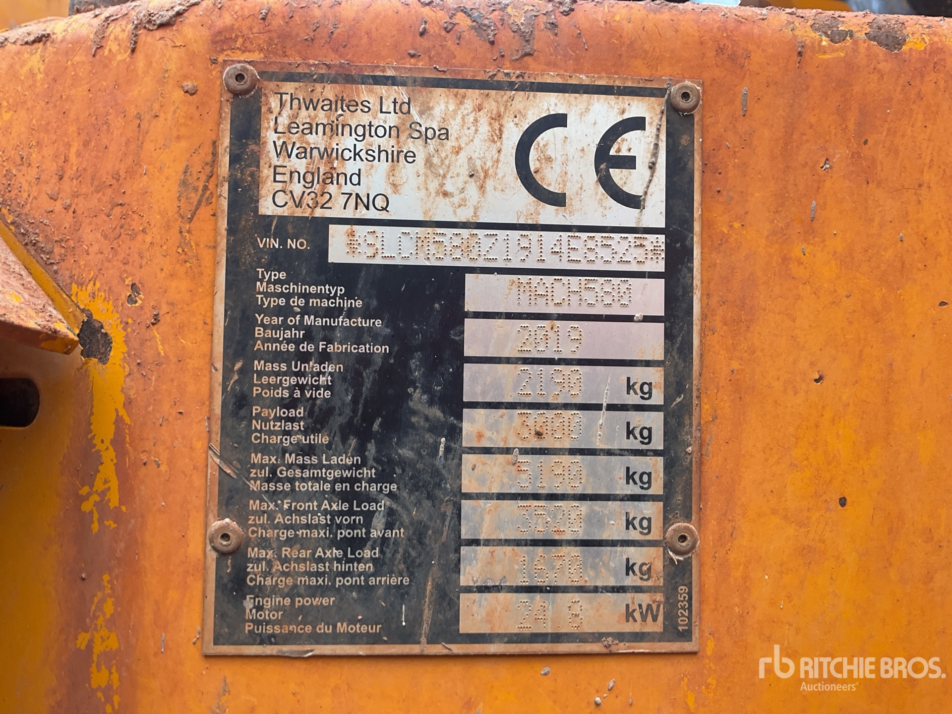 General Appearance with Serial Number / VIN