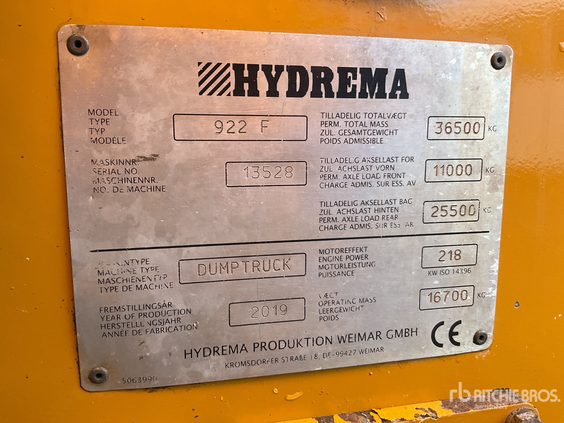 General Appearance with Serial Number / VIN