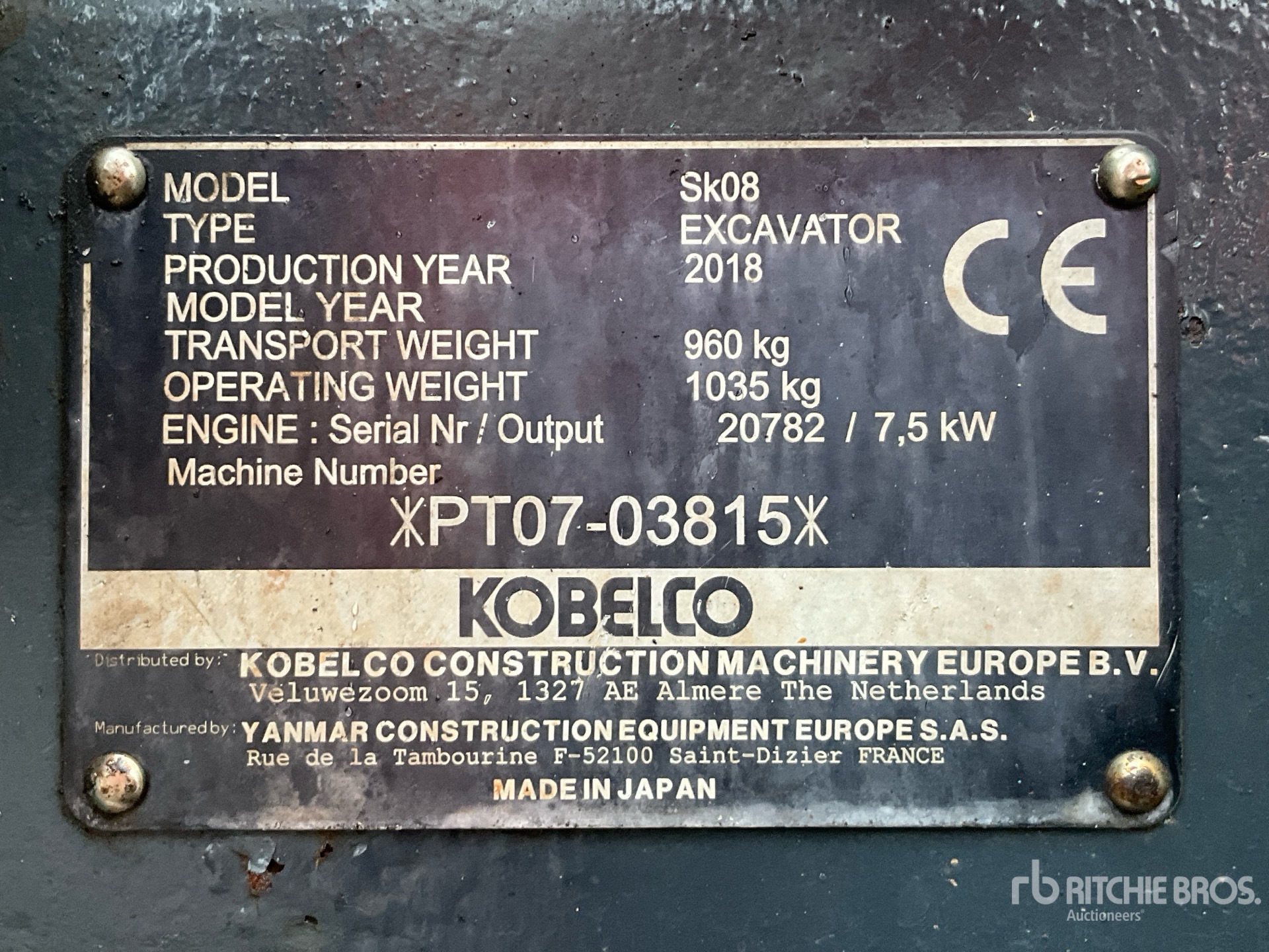 General Appearance with Serial Number / VIN