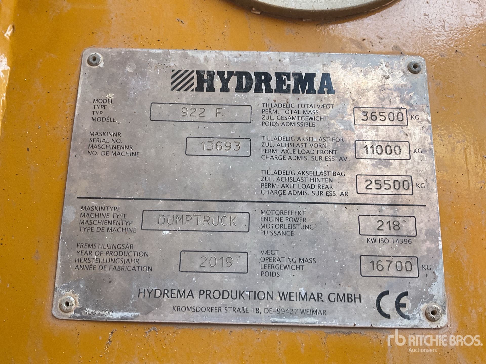 General Appearance with Serial Number / VIN