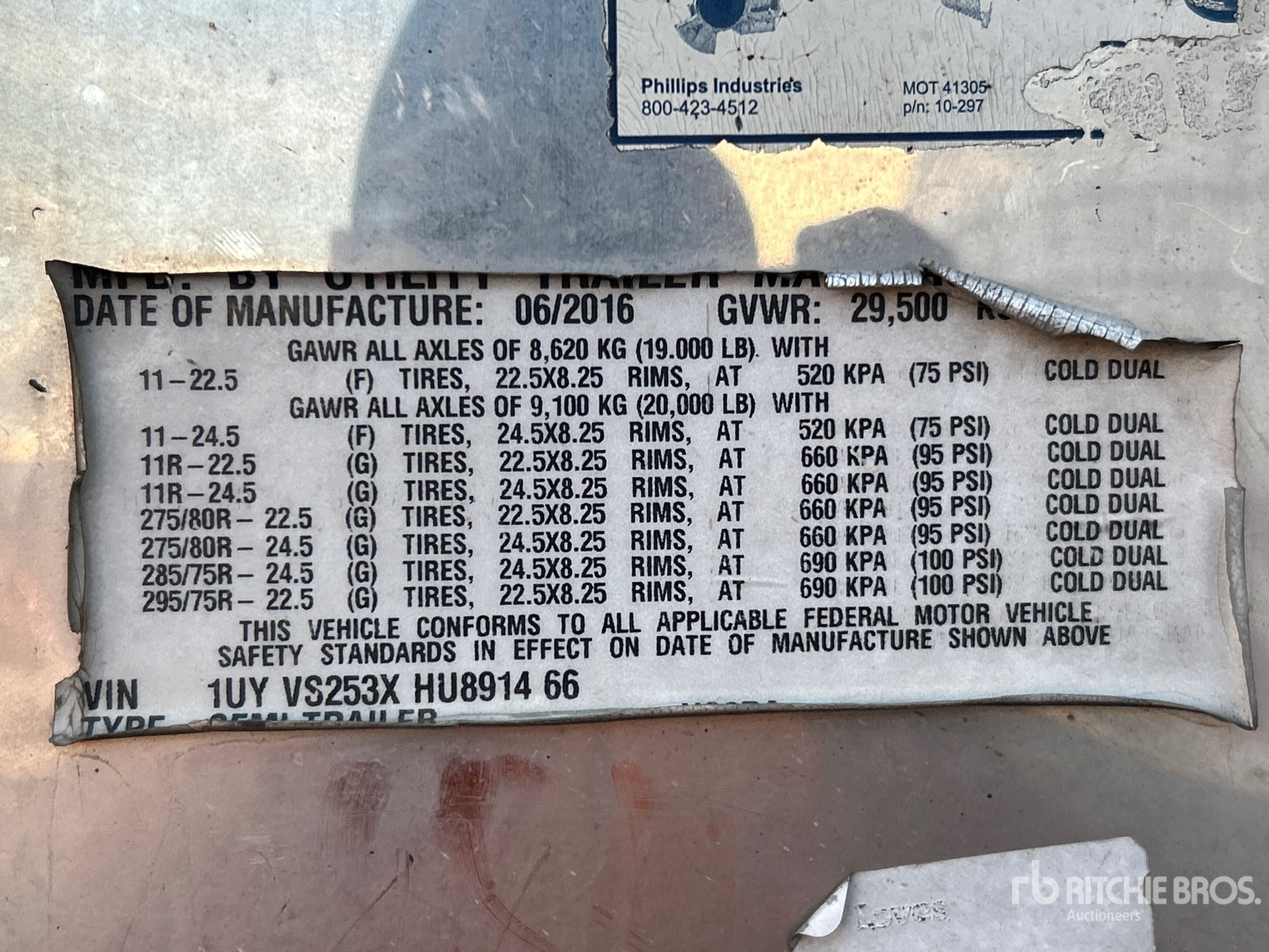 General Appearance with Serial Number / VIN