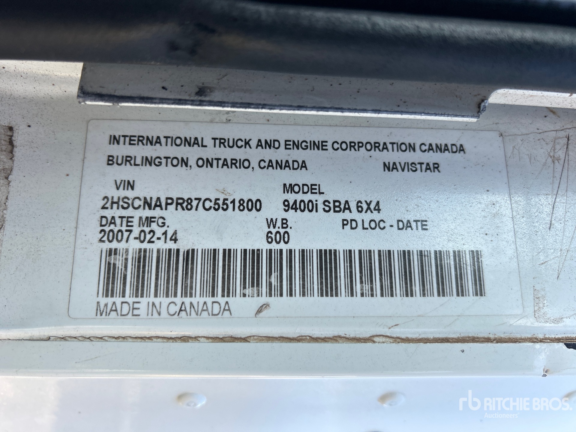 General Appearance with Serial Number / VIN