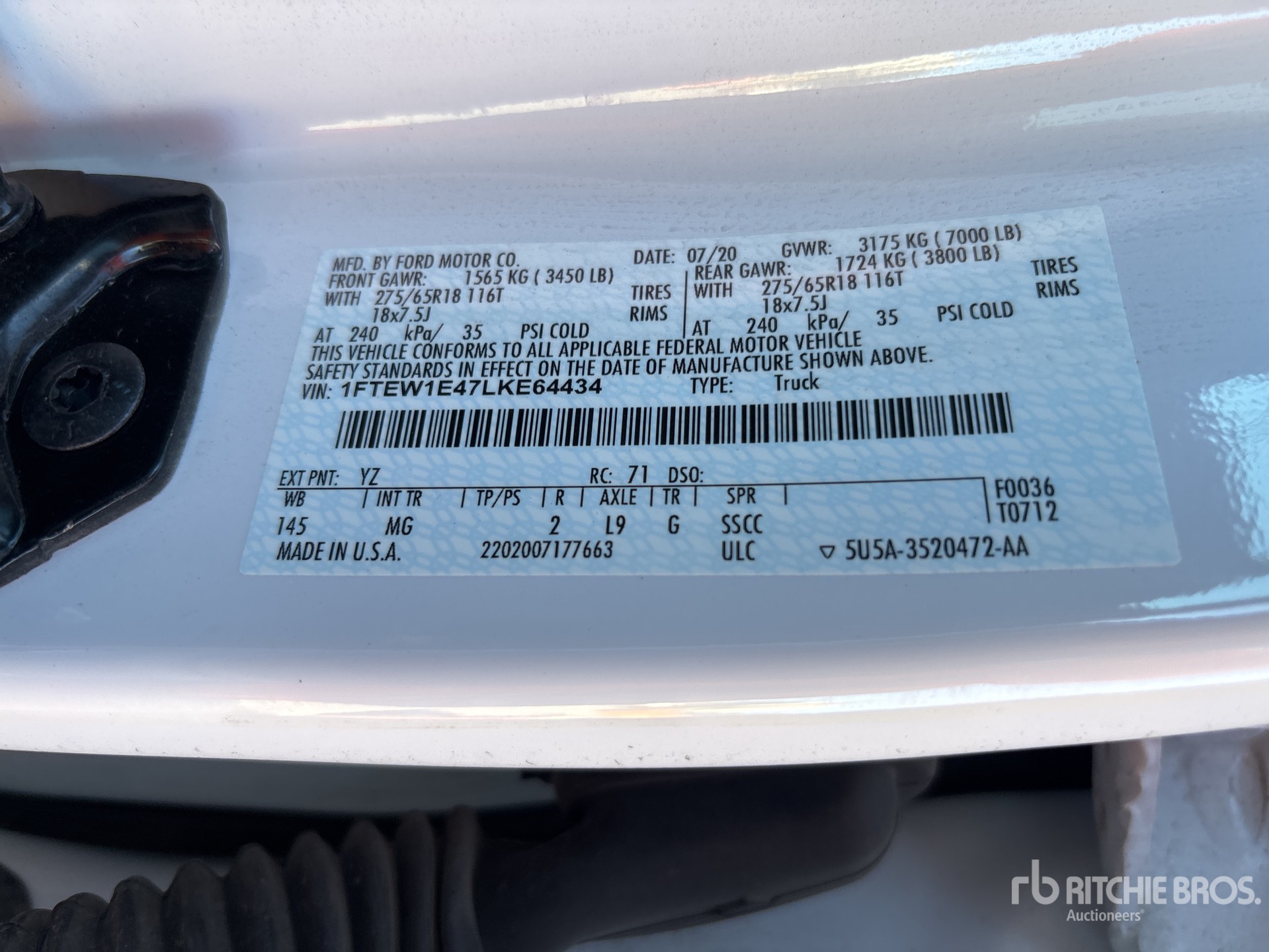 General Appearance with Serial Number / VIN