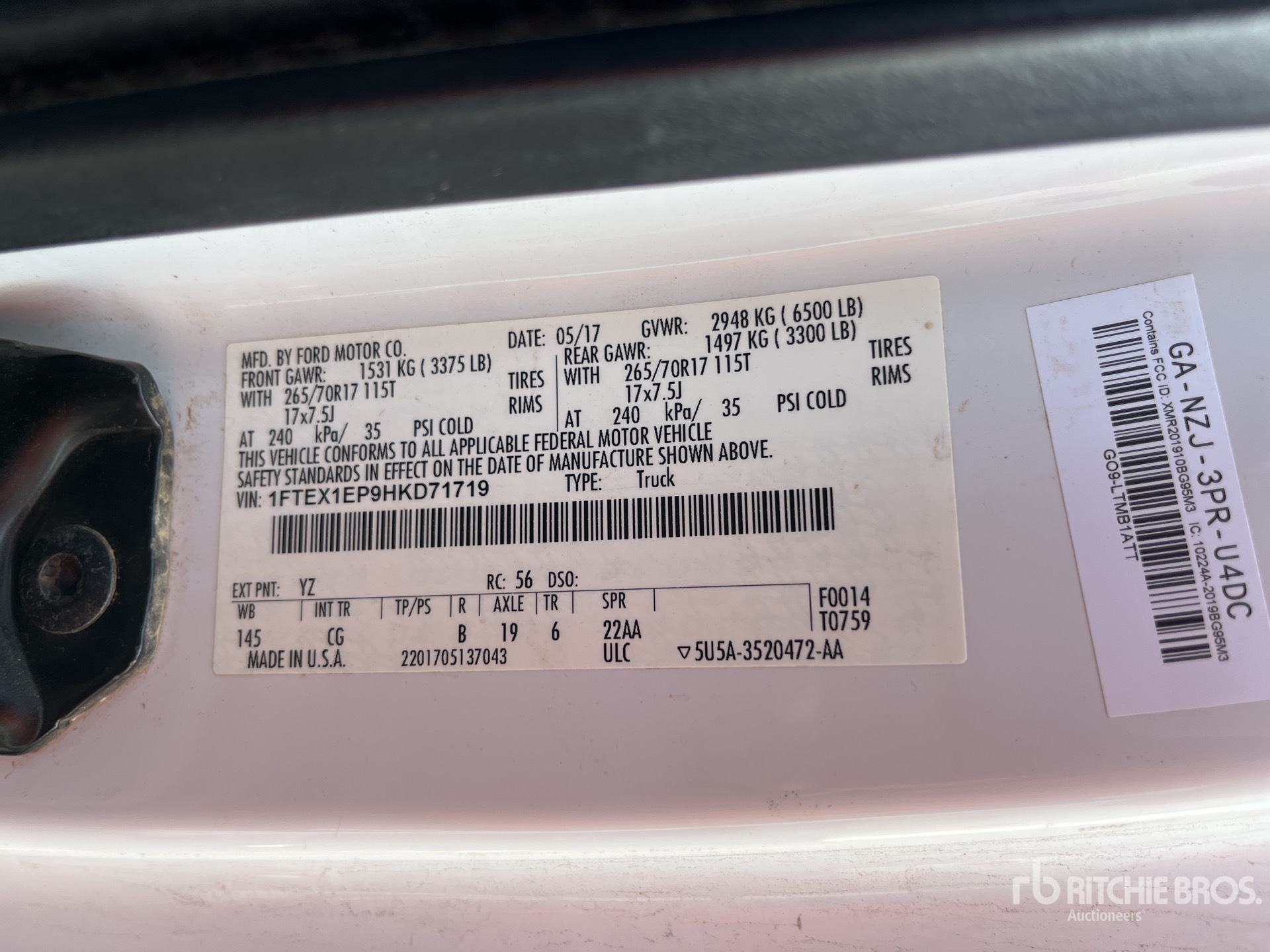 General Appearance with Serial Number / VIN