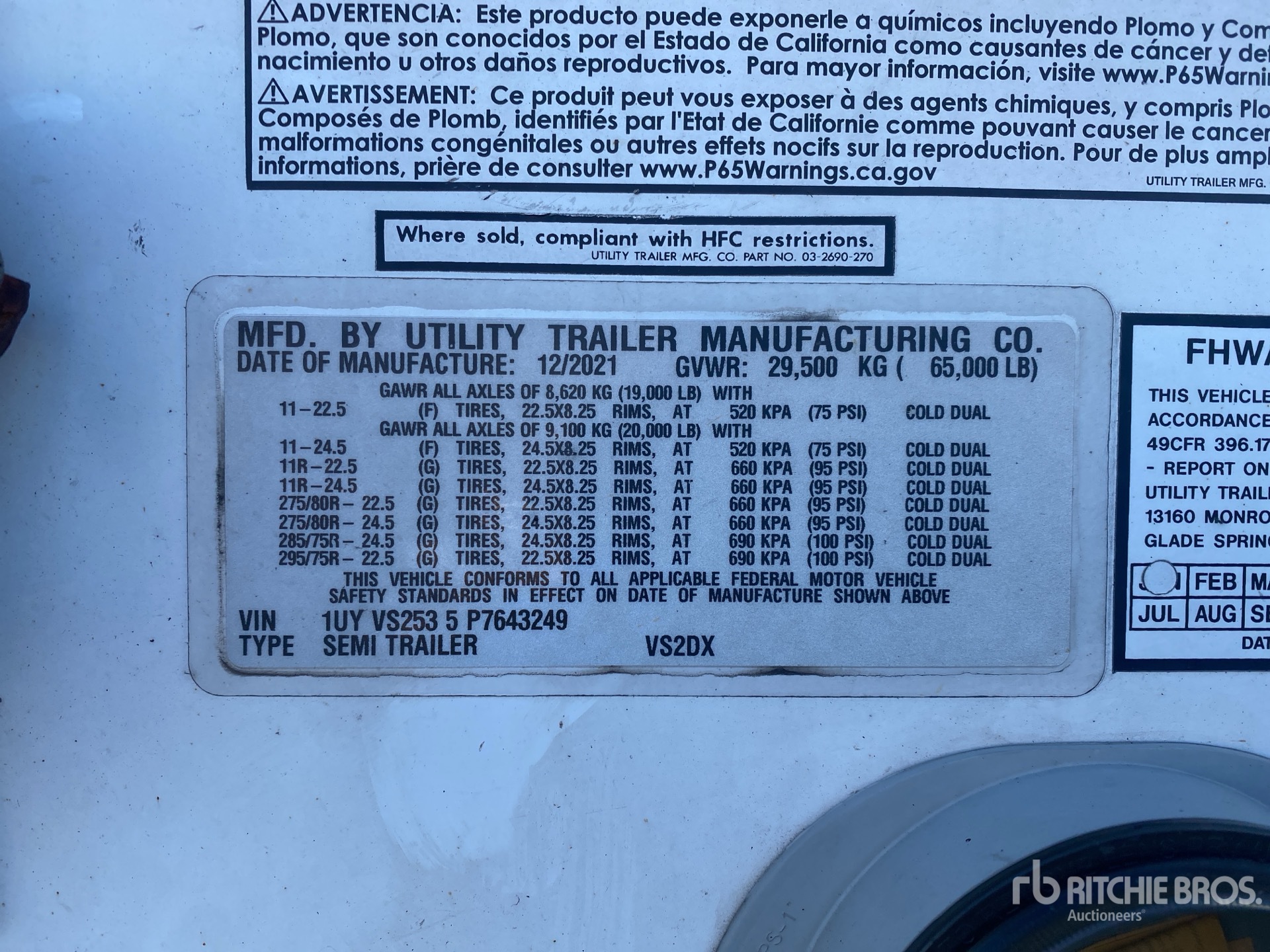 General Appearance with Serial Number / VIN