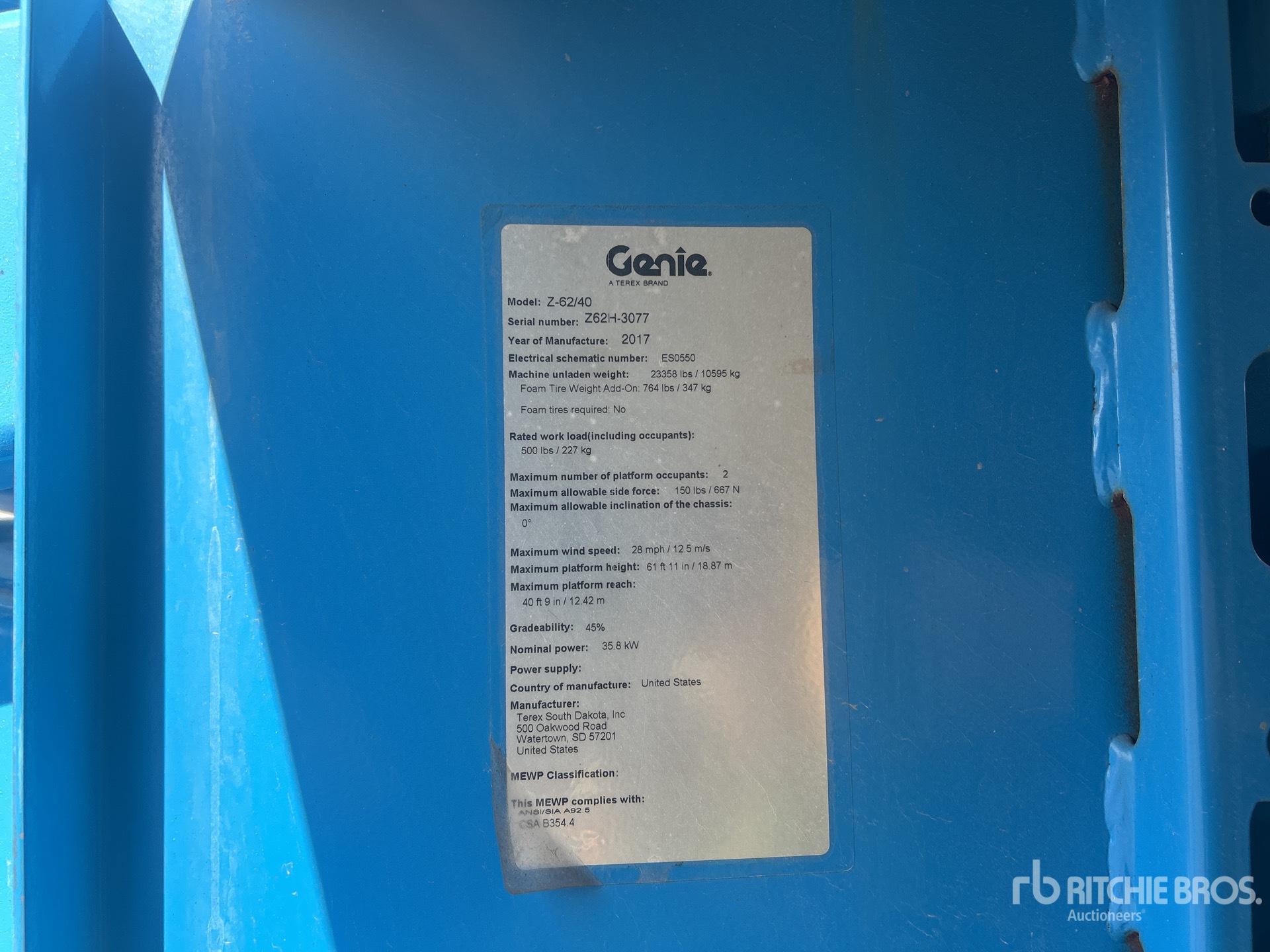 General Appearance with Serial Number / VIN