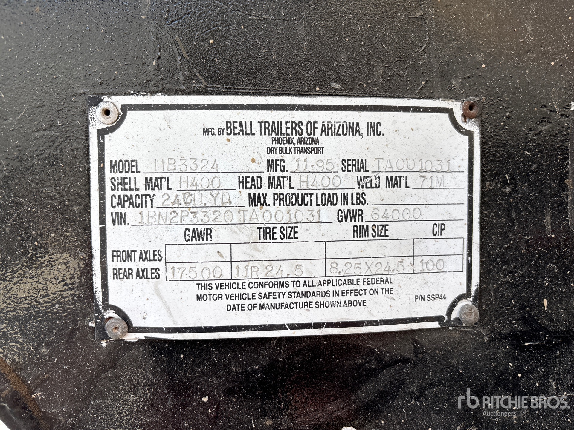 General Appearance with Serial Number / VIN