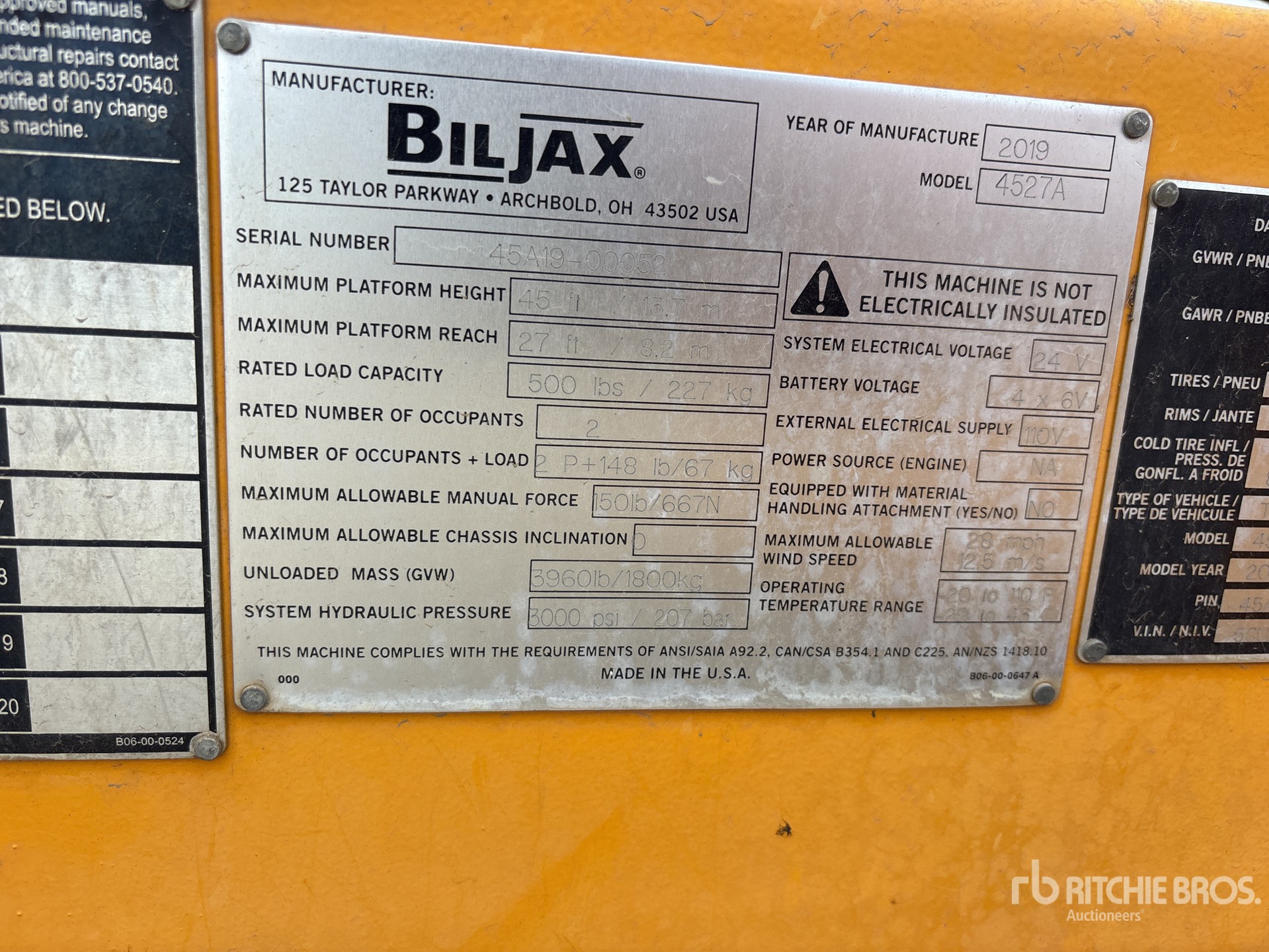 General Appearance with Serial Number / VIN