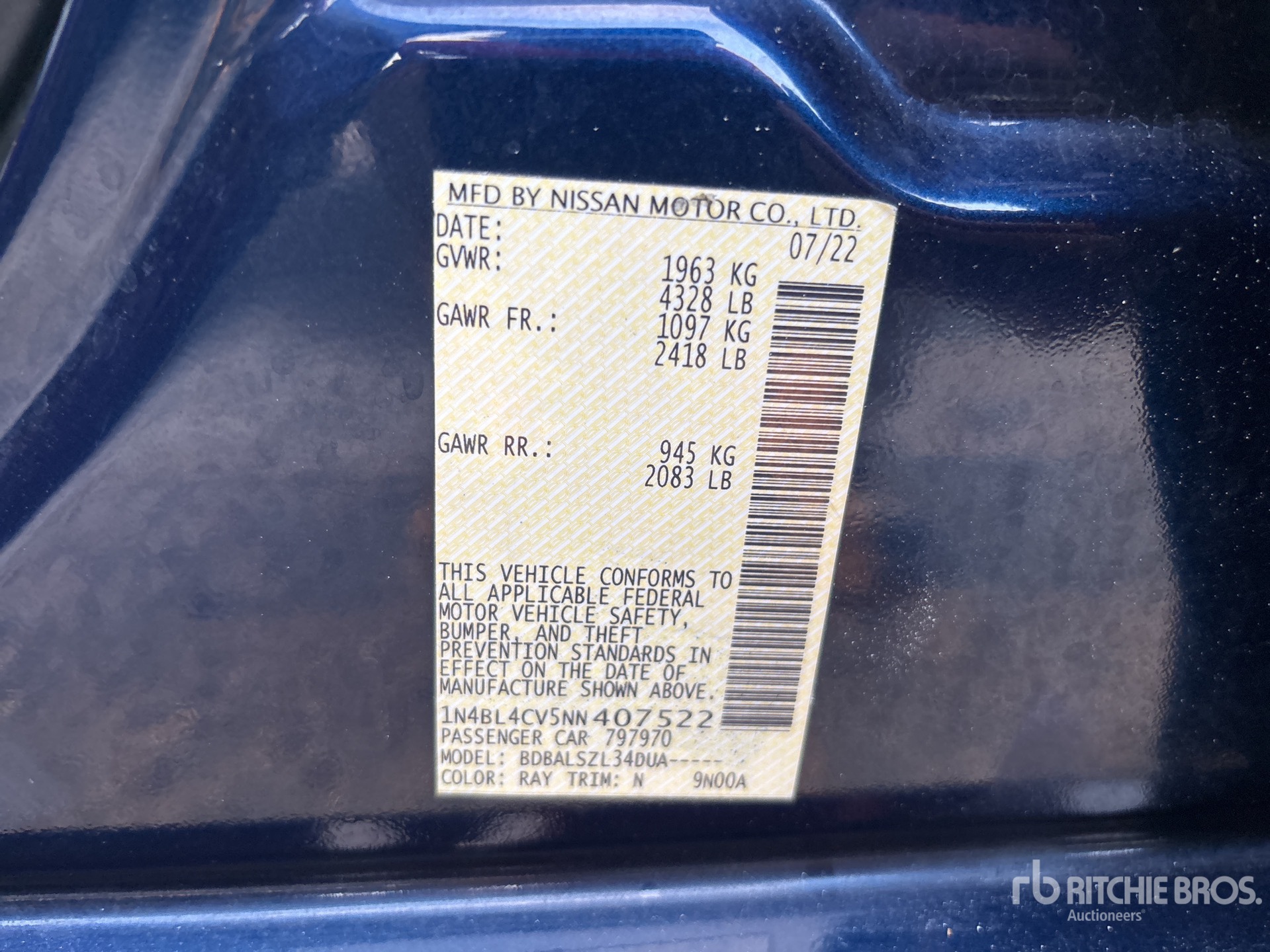 General Appearance with Serial Number / VIN
