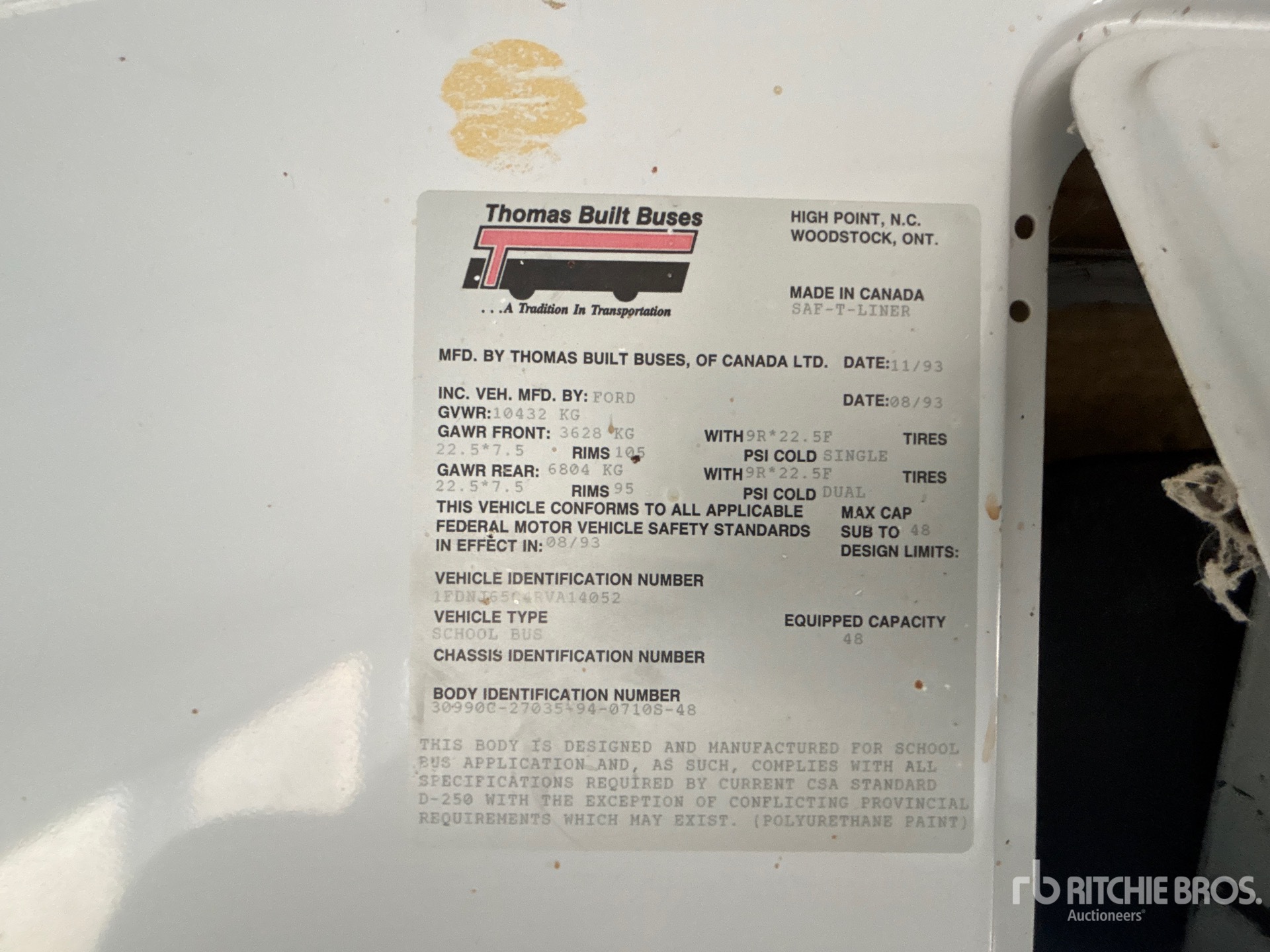 General Appearance with Serial Number / VIN