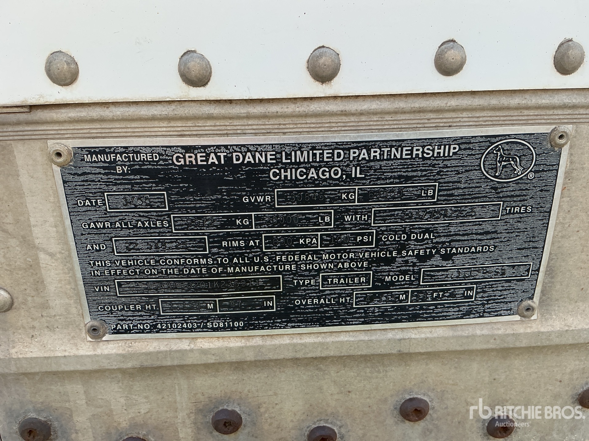 General Appearance with Serial Number / VIN