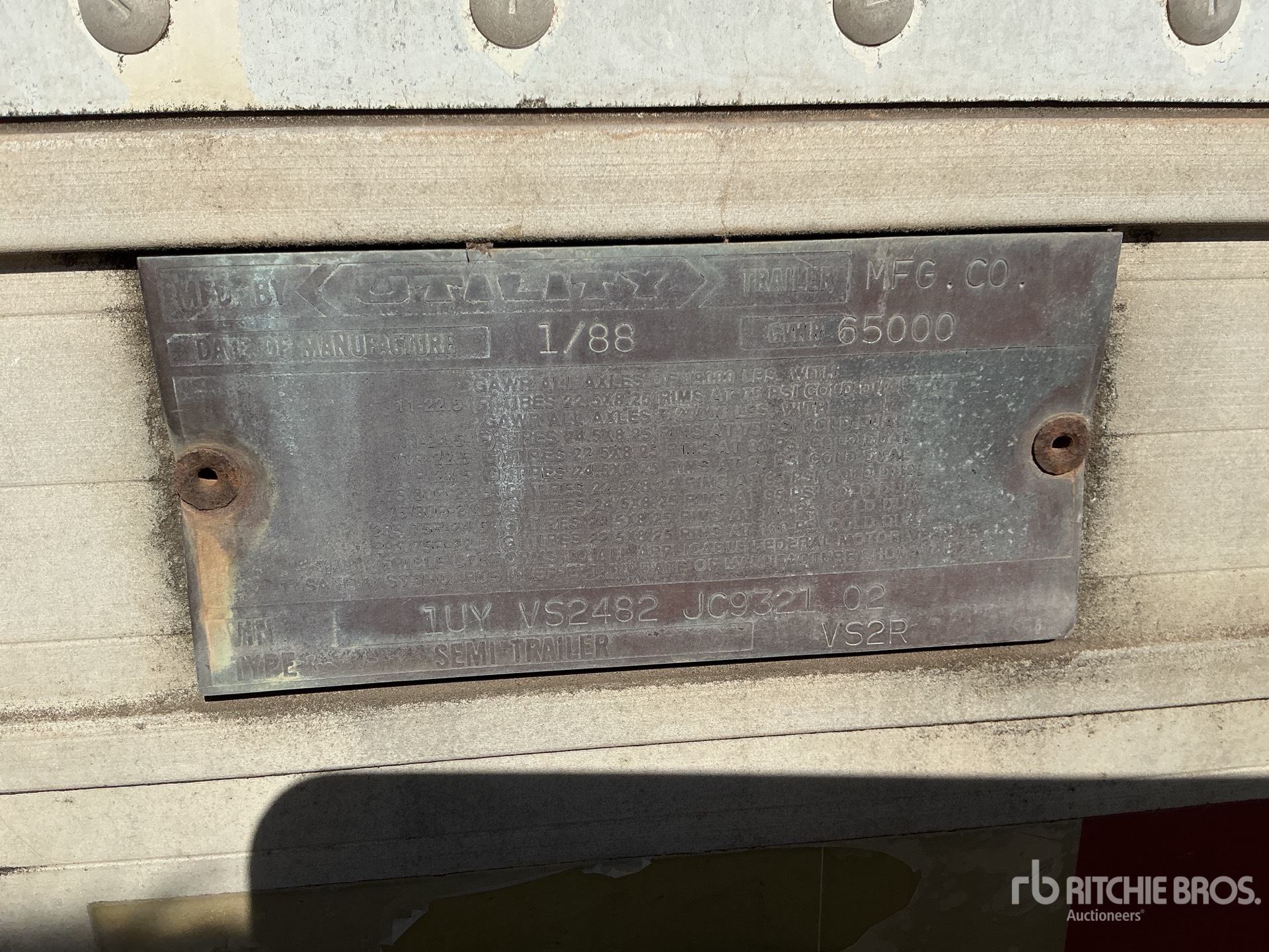 General Appearance with Serial Number / VIN