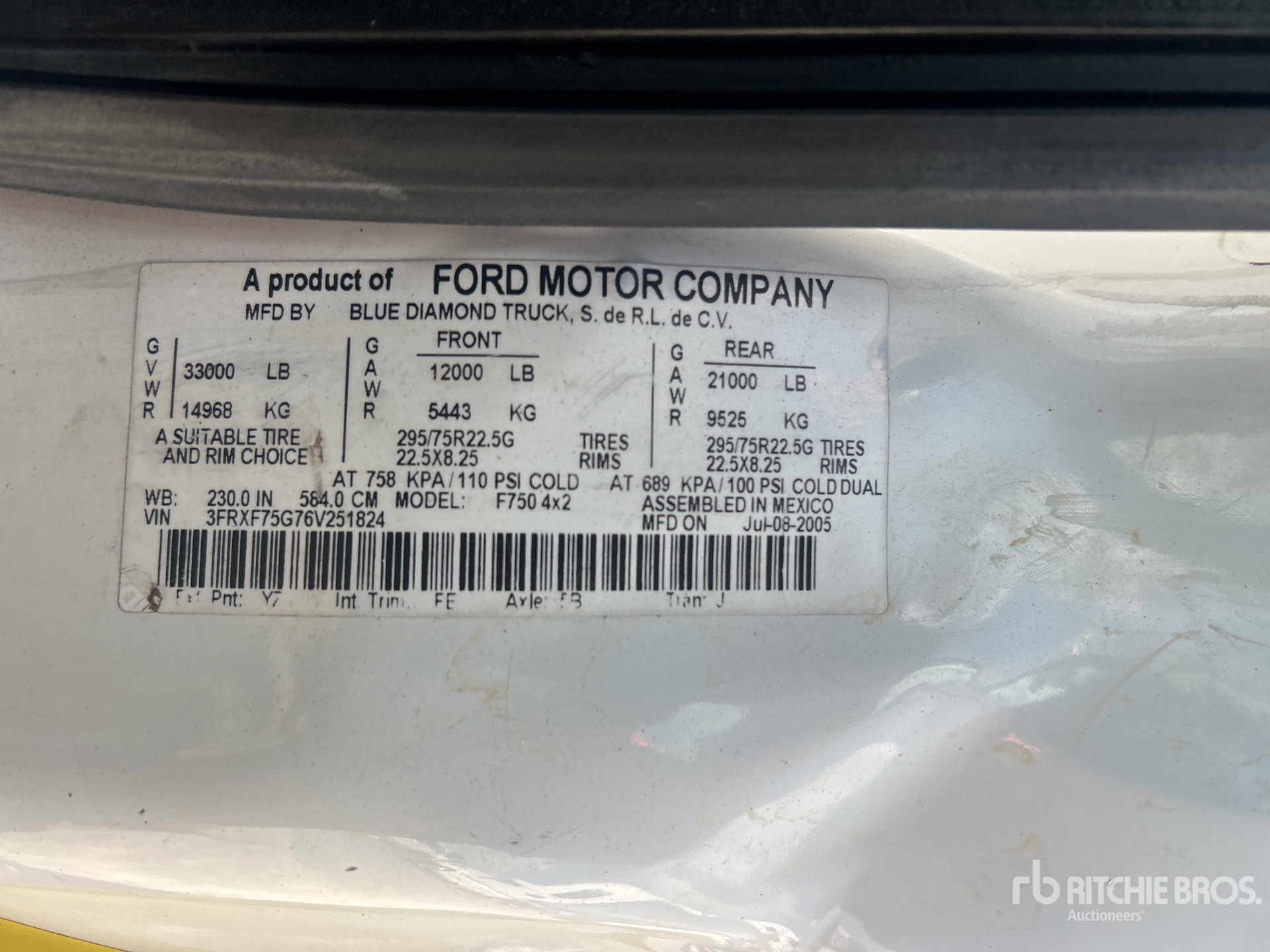 General Appearance with Serial Number / VIN