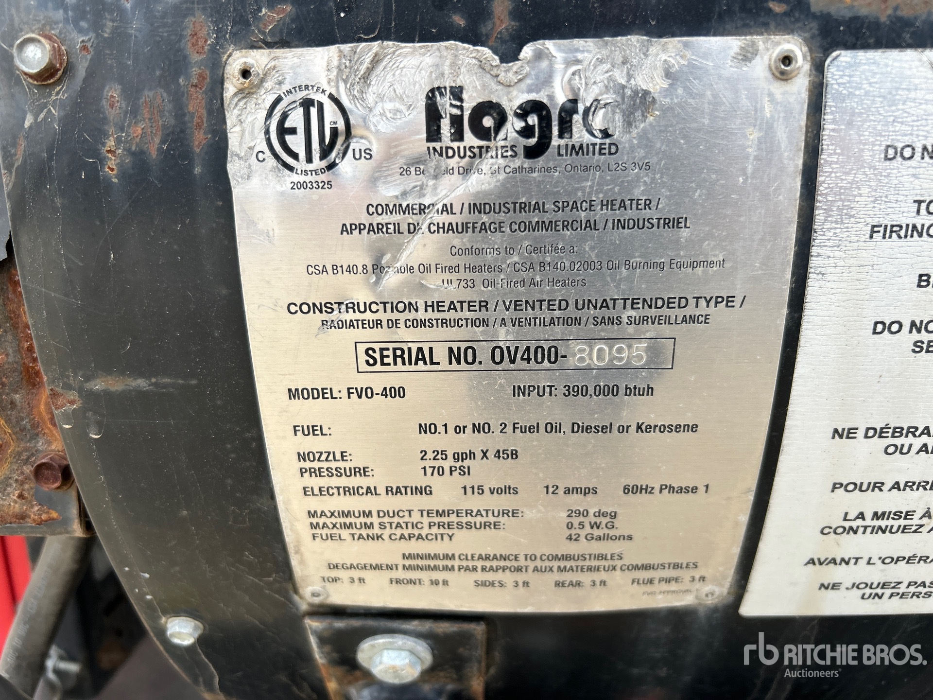 General Appearance with Serial Number / VIN