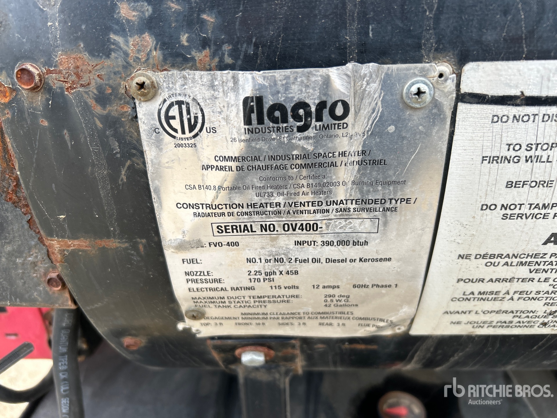 General Appearance with Serial Number / VIN