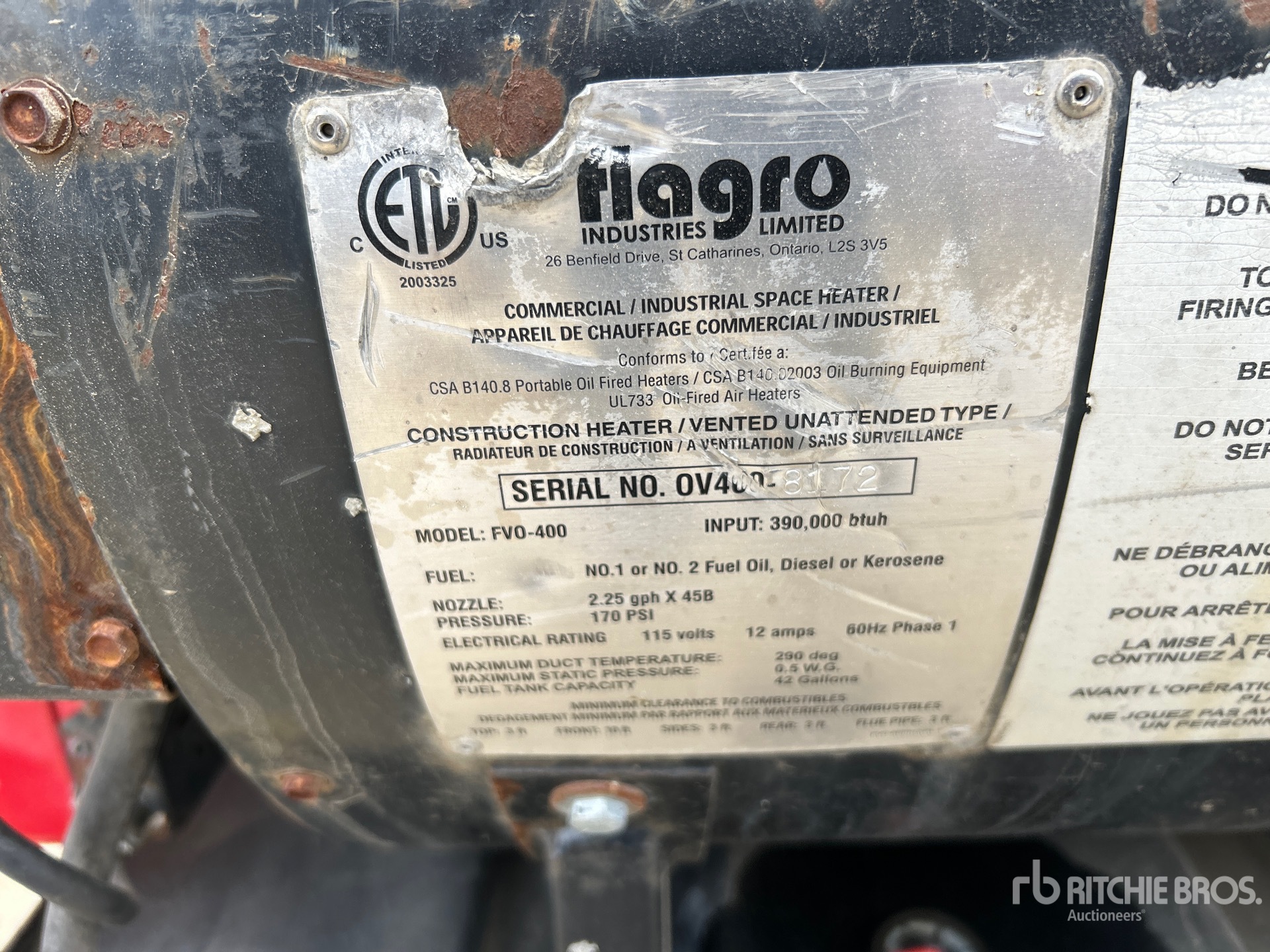 General Appearance with Serial Number / VIN
