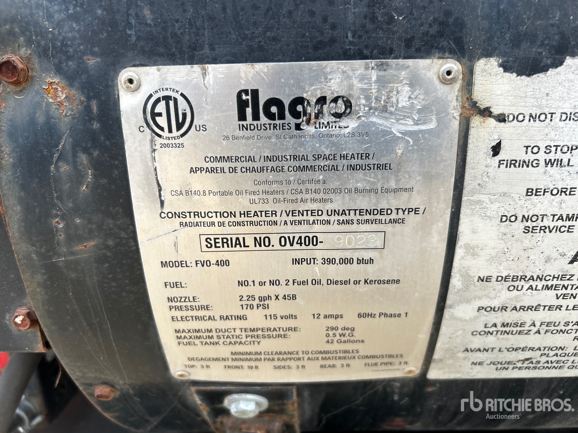 General Appearance with Serial Number / VIN