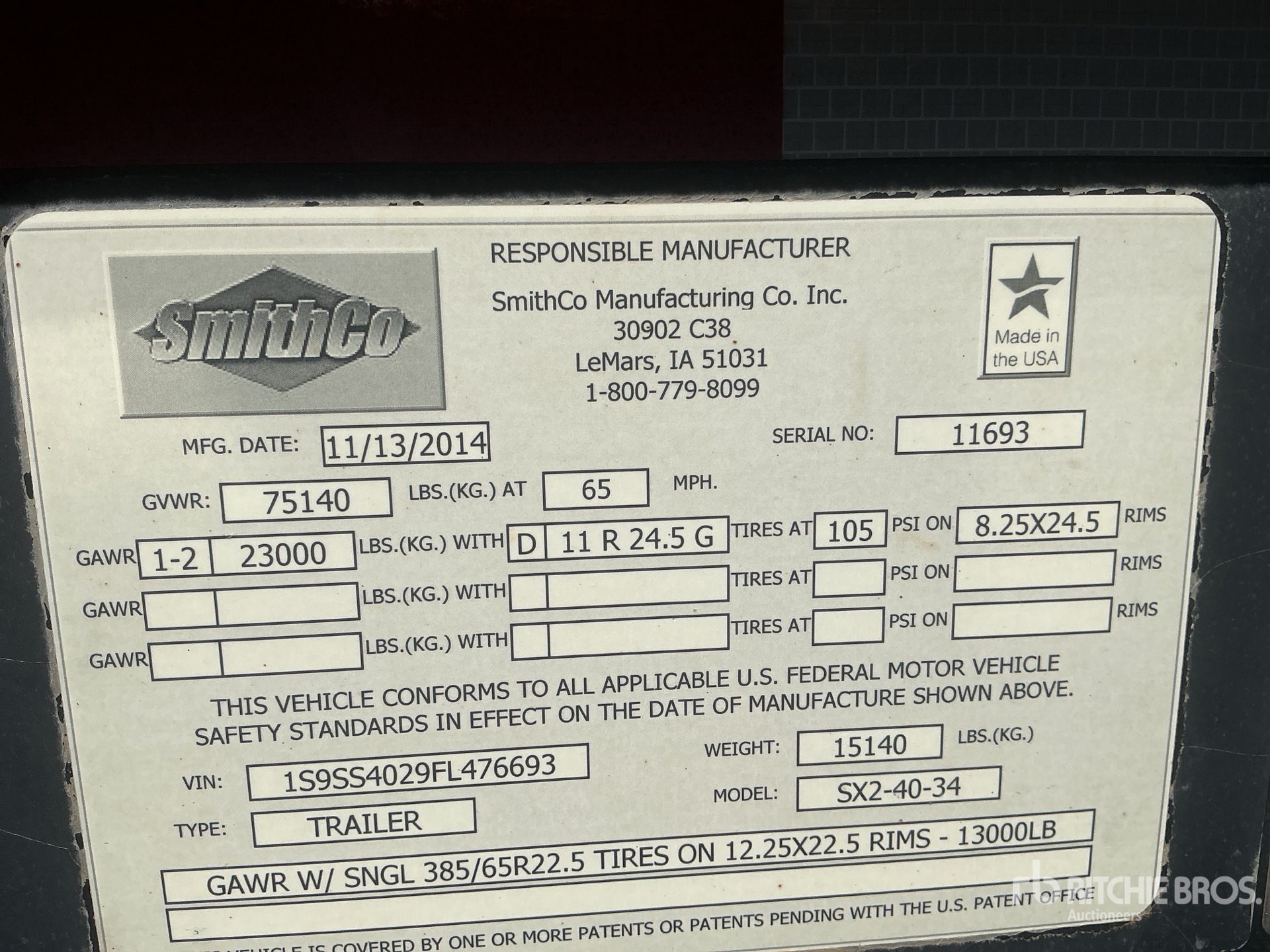 General Appearance with Serial Number / VIN