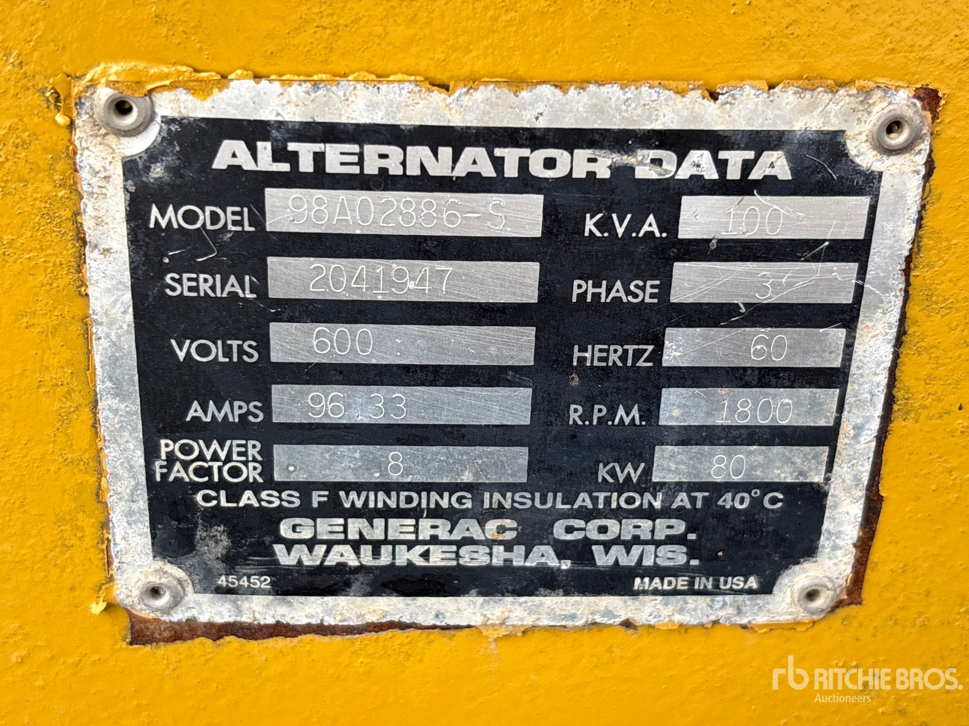 General Appearance with Serial Number / VIN
