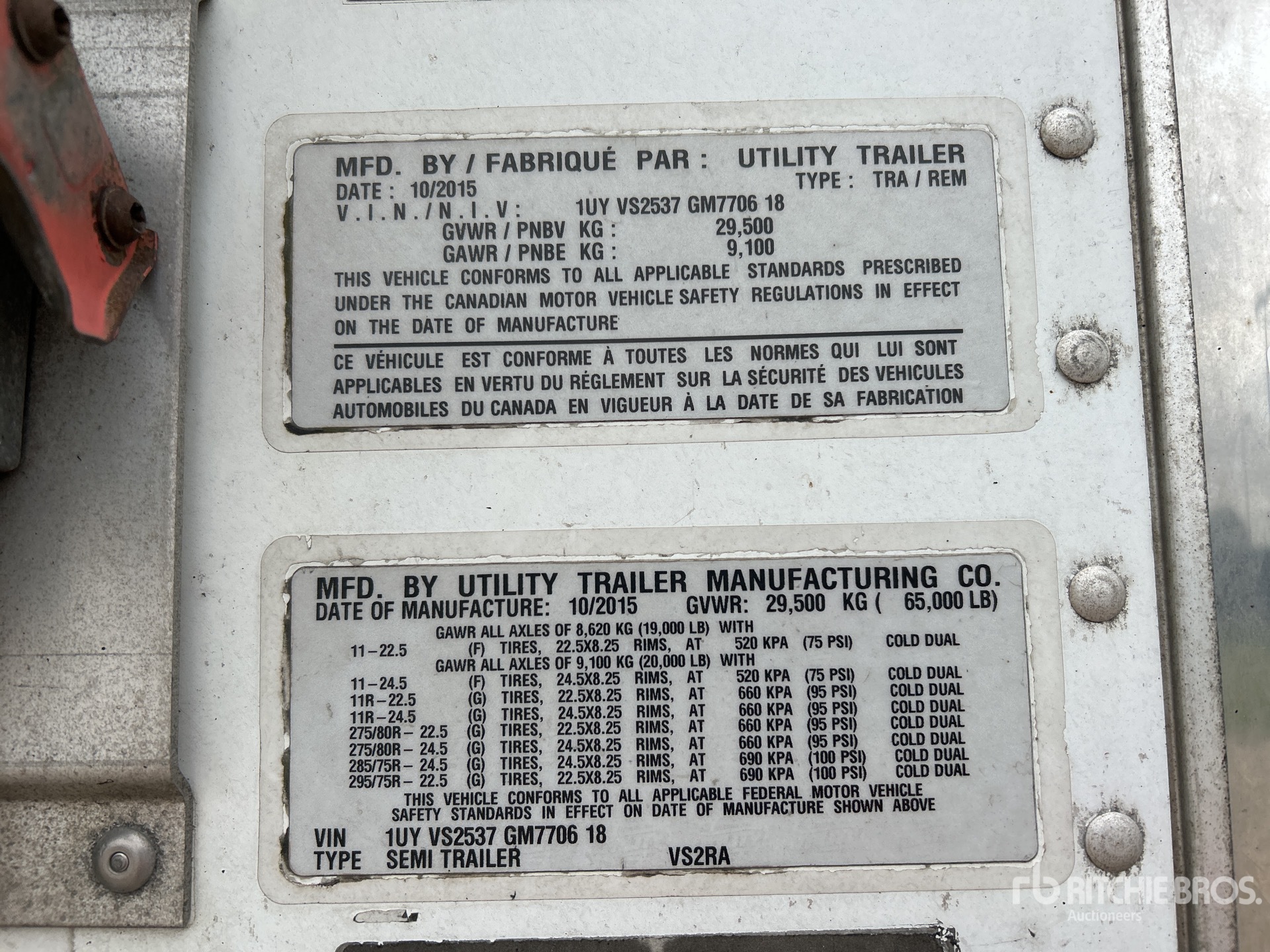 General Appearance with Serial Number / VIN