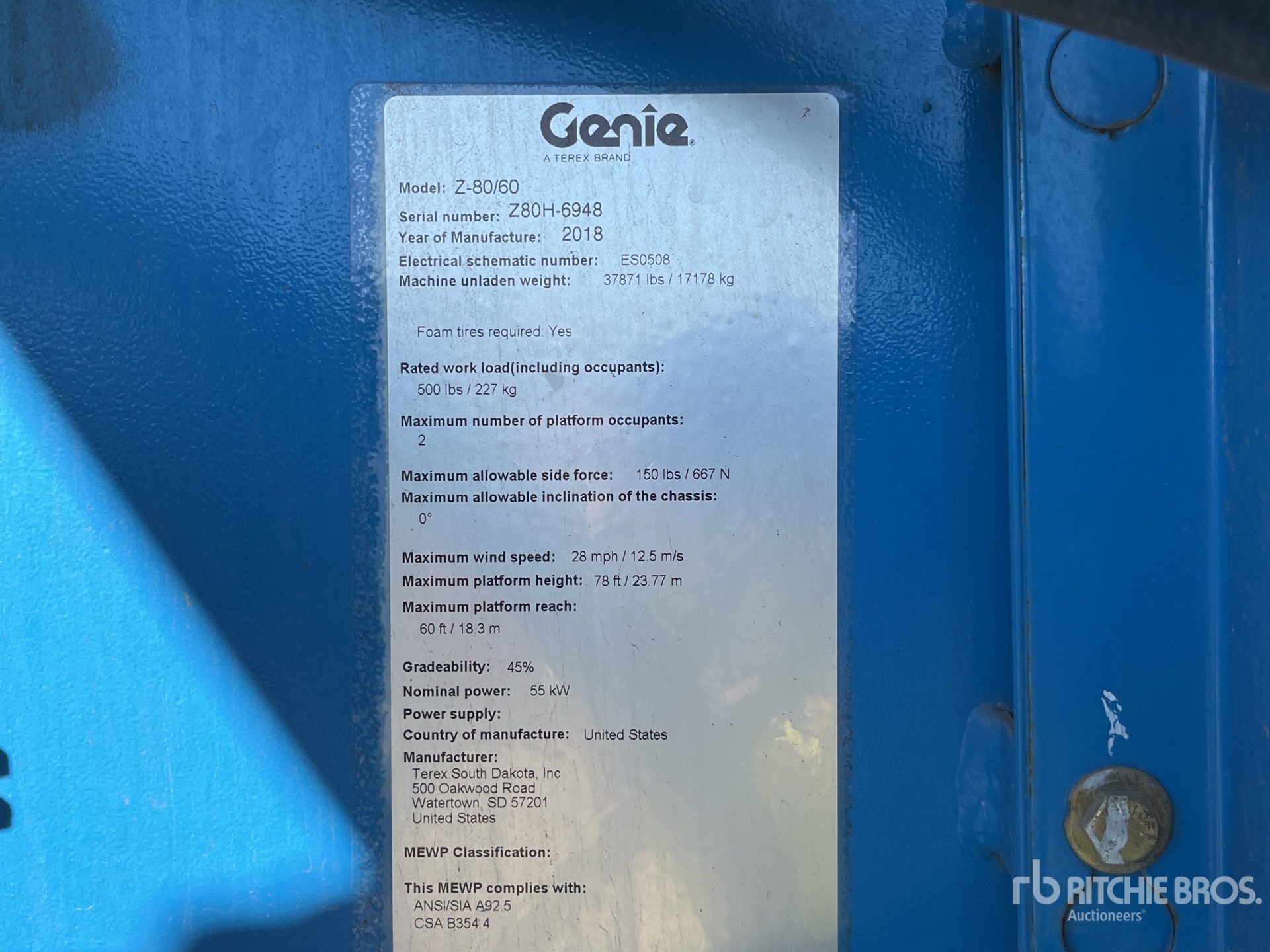 General Appearance with Serial Number / VIN