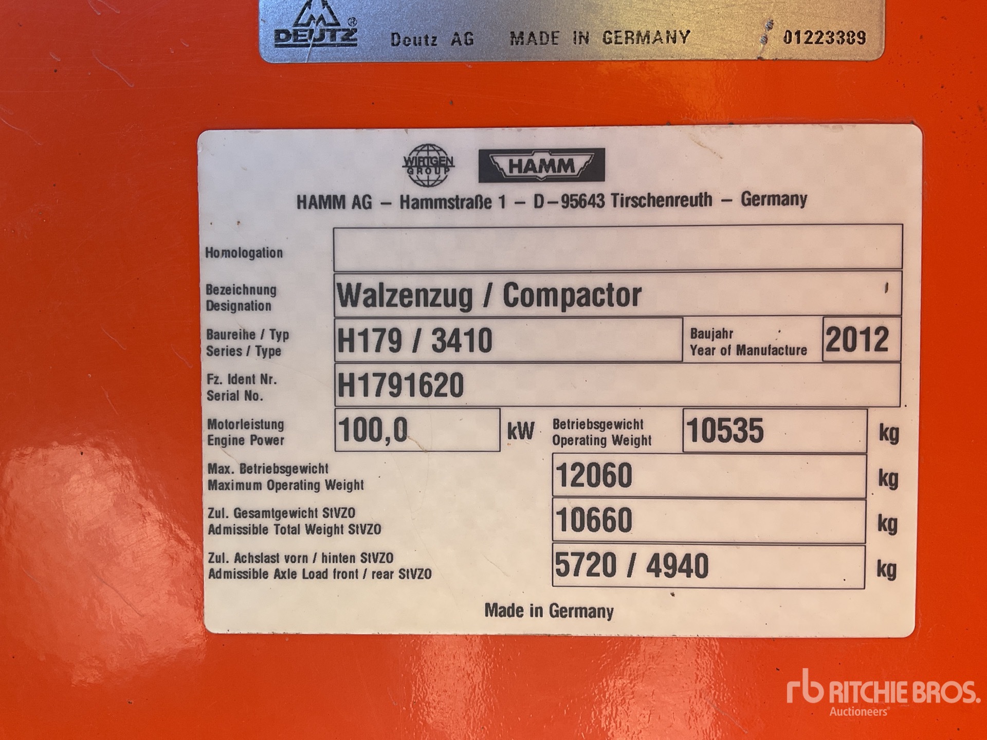 General Appearance with Serial Number / VIN
