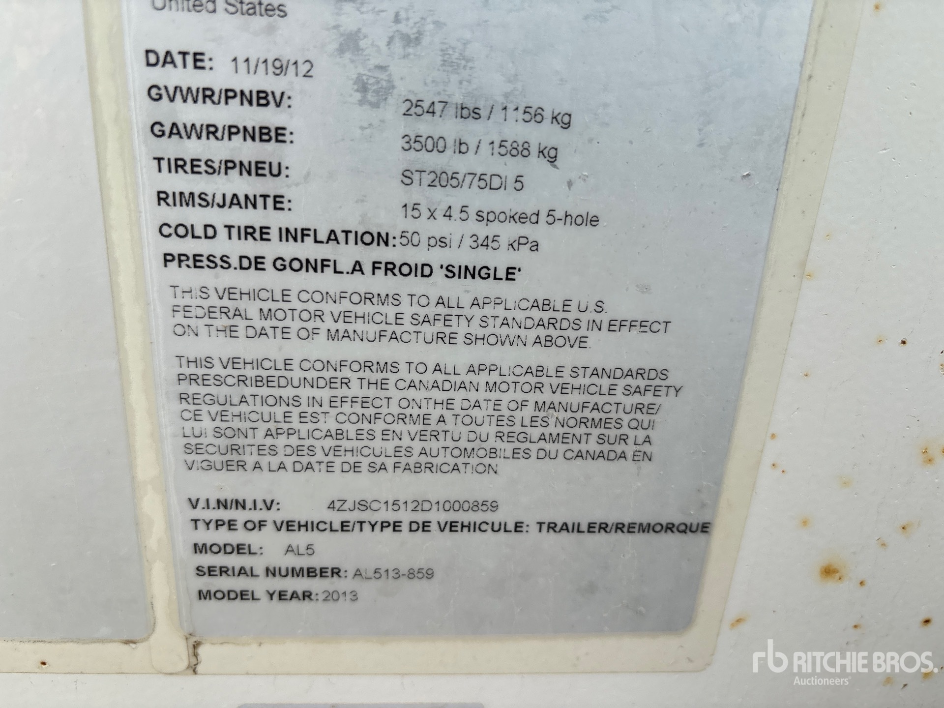 General Appearance with Serial Number / VIN