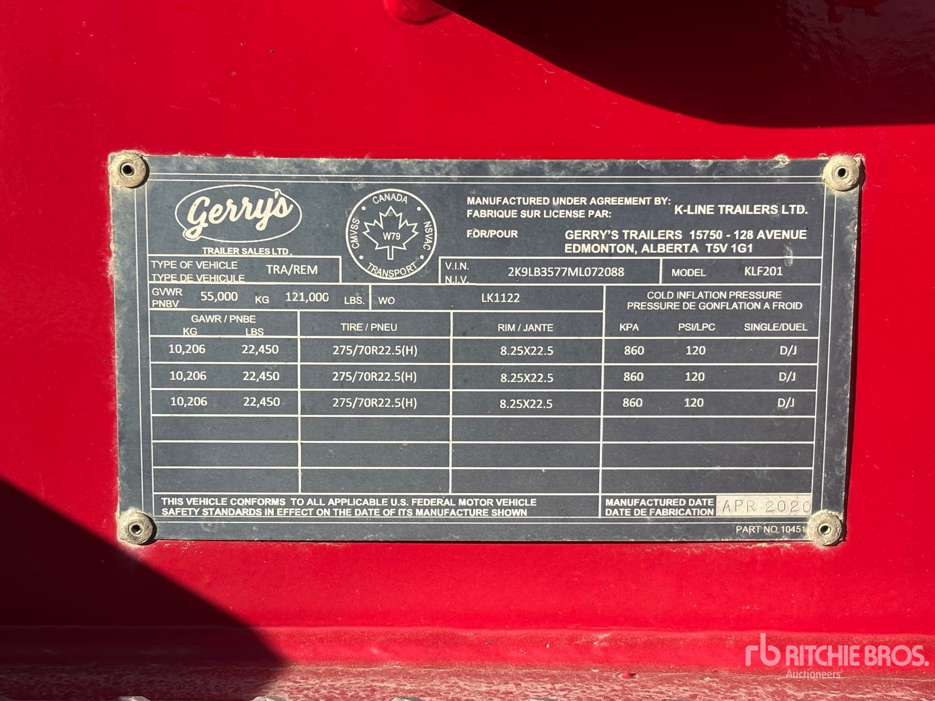 General Appearance with Serial Number / VIN