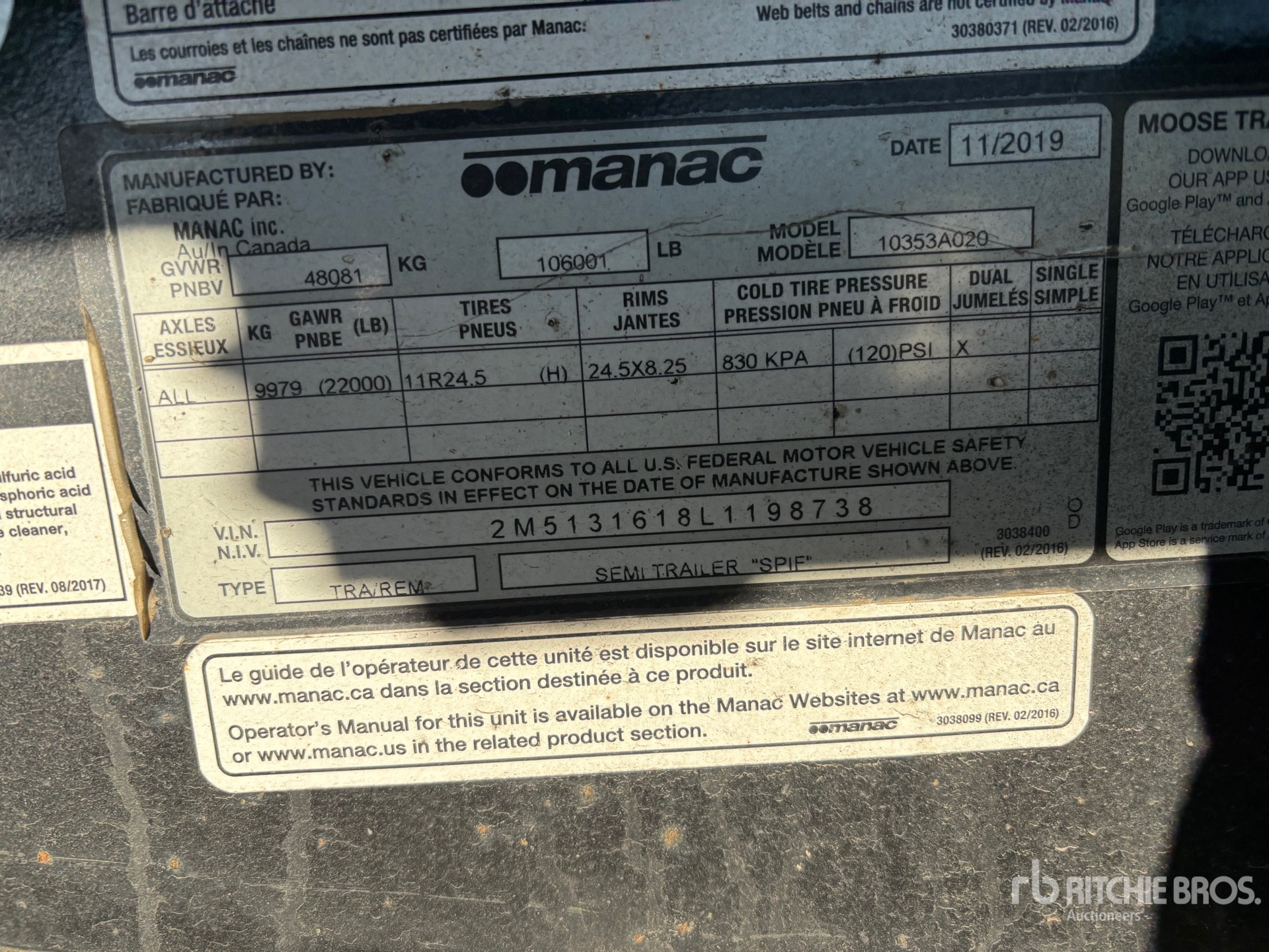 General Appearance with Serial Number / VIN