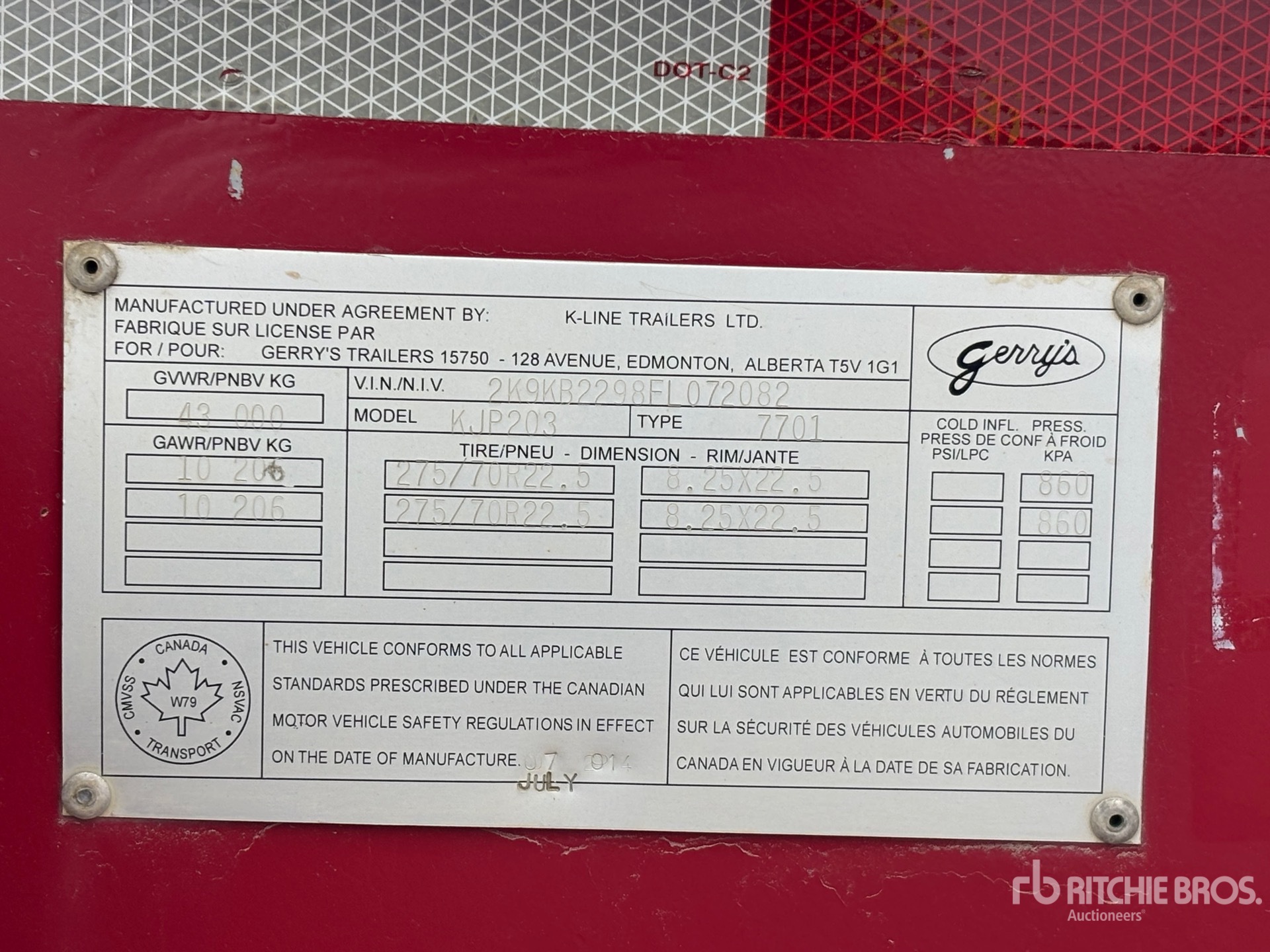 General Appearance with Serial Number / VIN