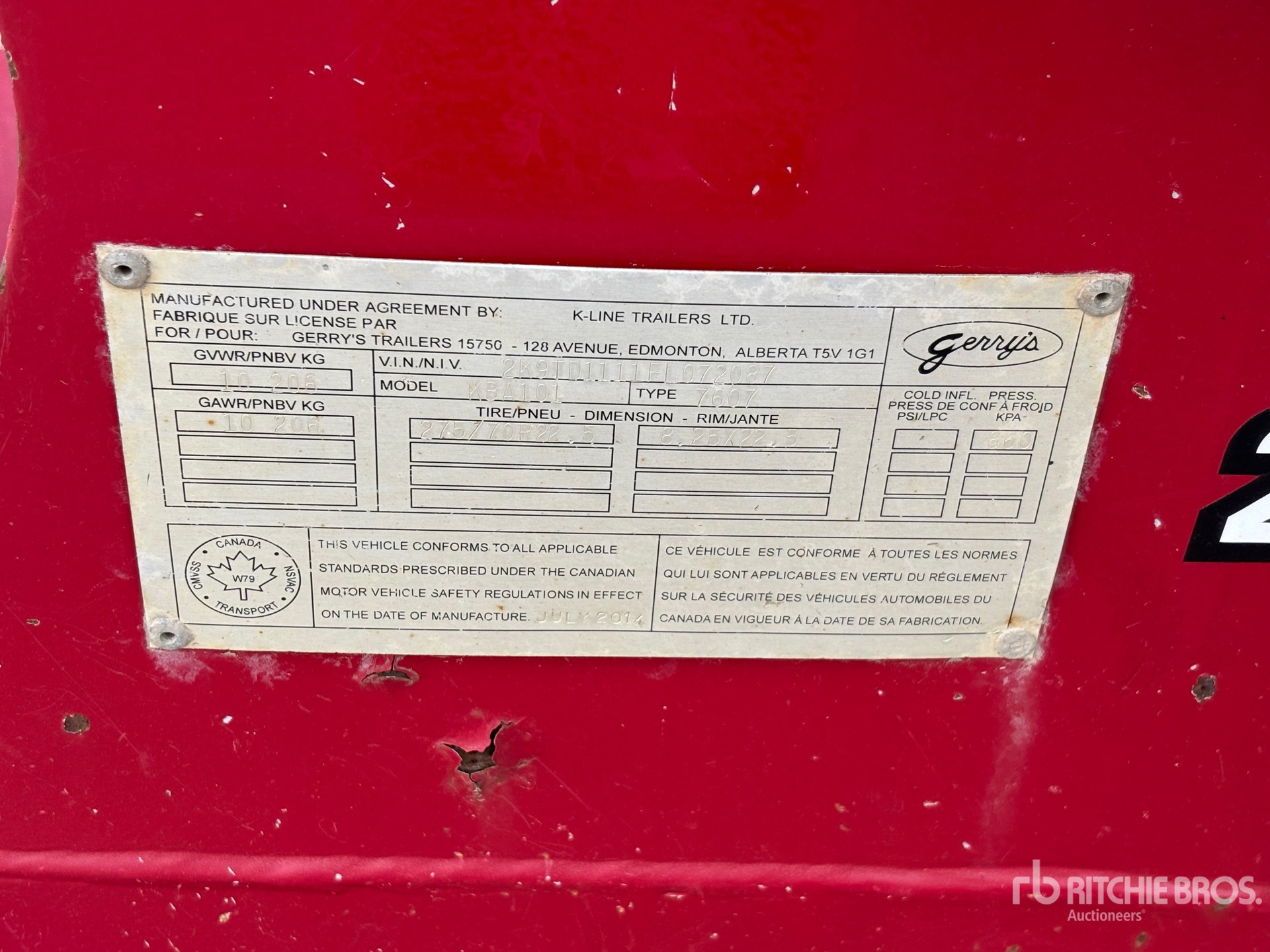 General Appearance with Serial Number / VIN