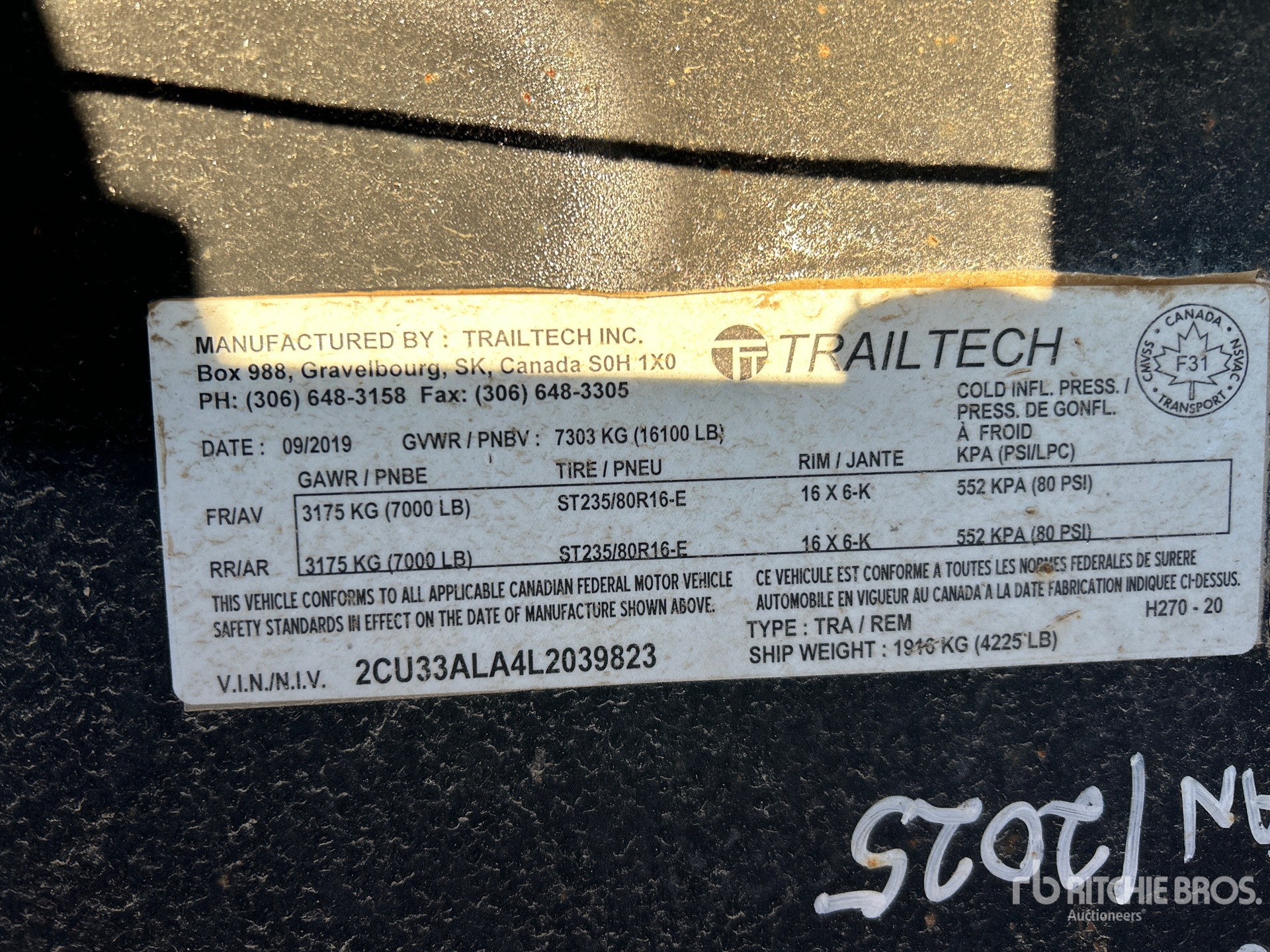 General Appearance with Serial Number / VIN