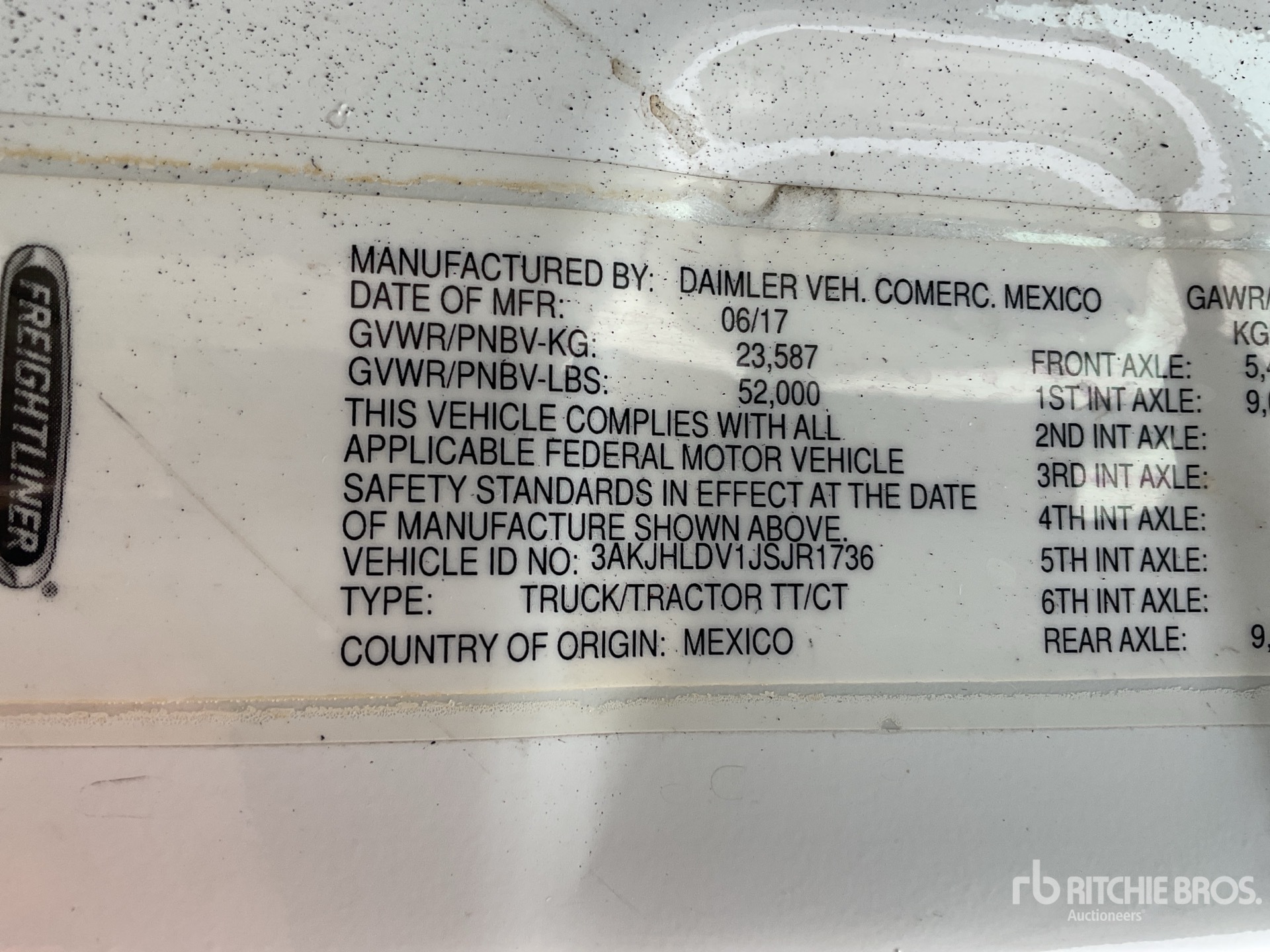 General Appearance with Serial Number / VIN