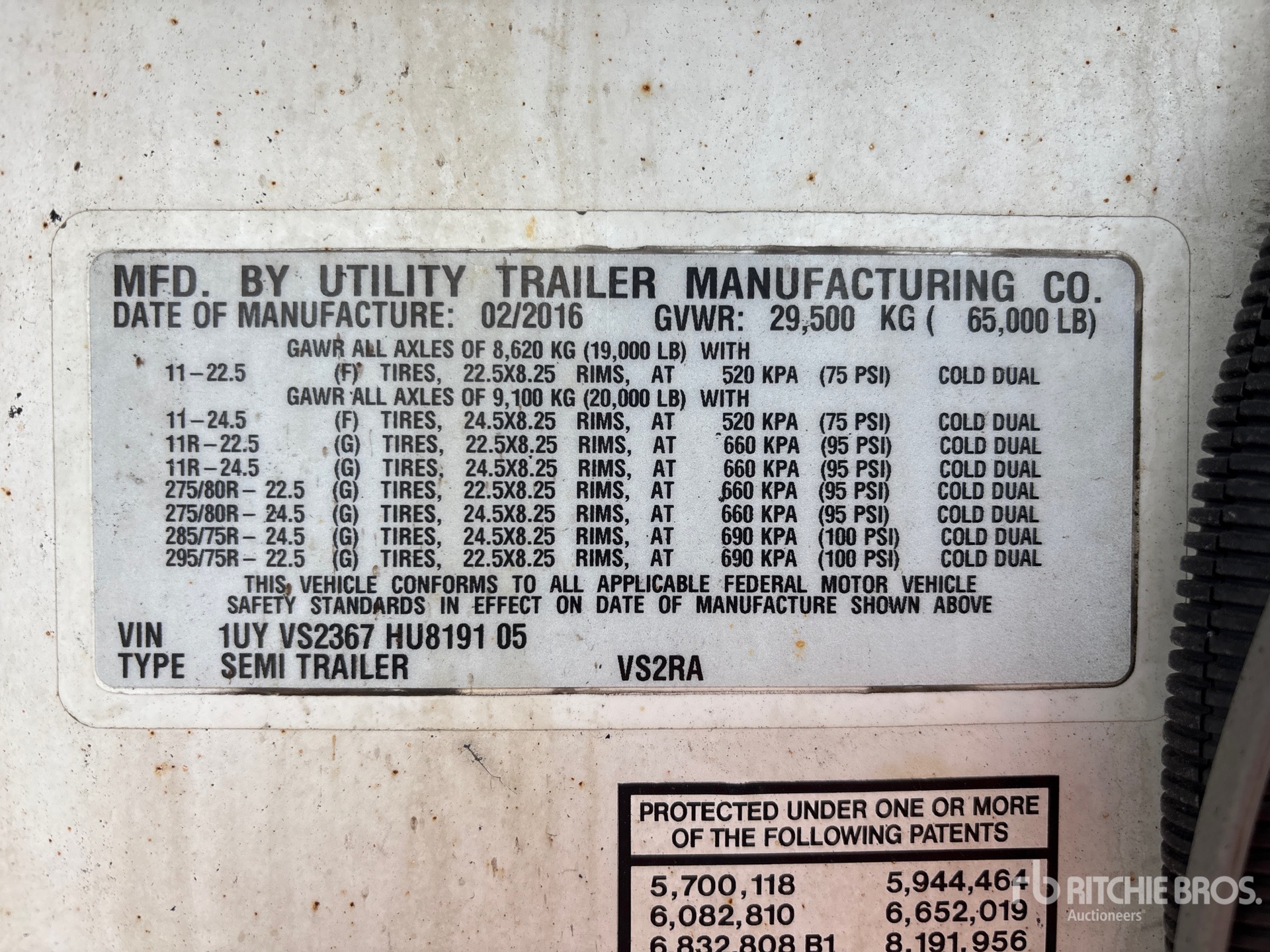 General Appearance with Serial Number / VIN