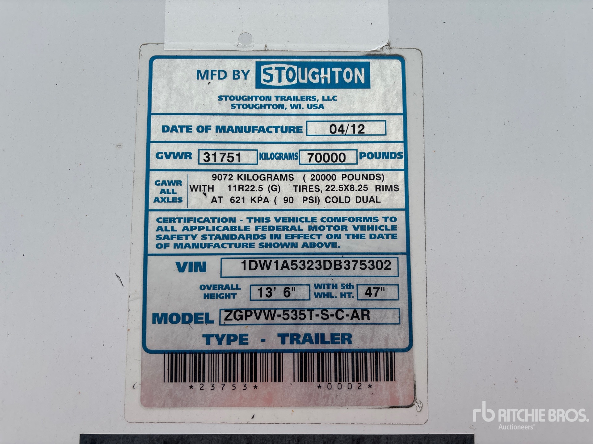 General Appearance with Serial Number / VIN