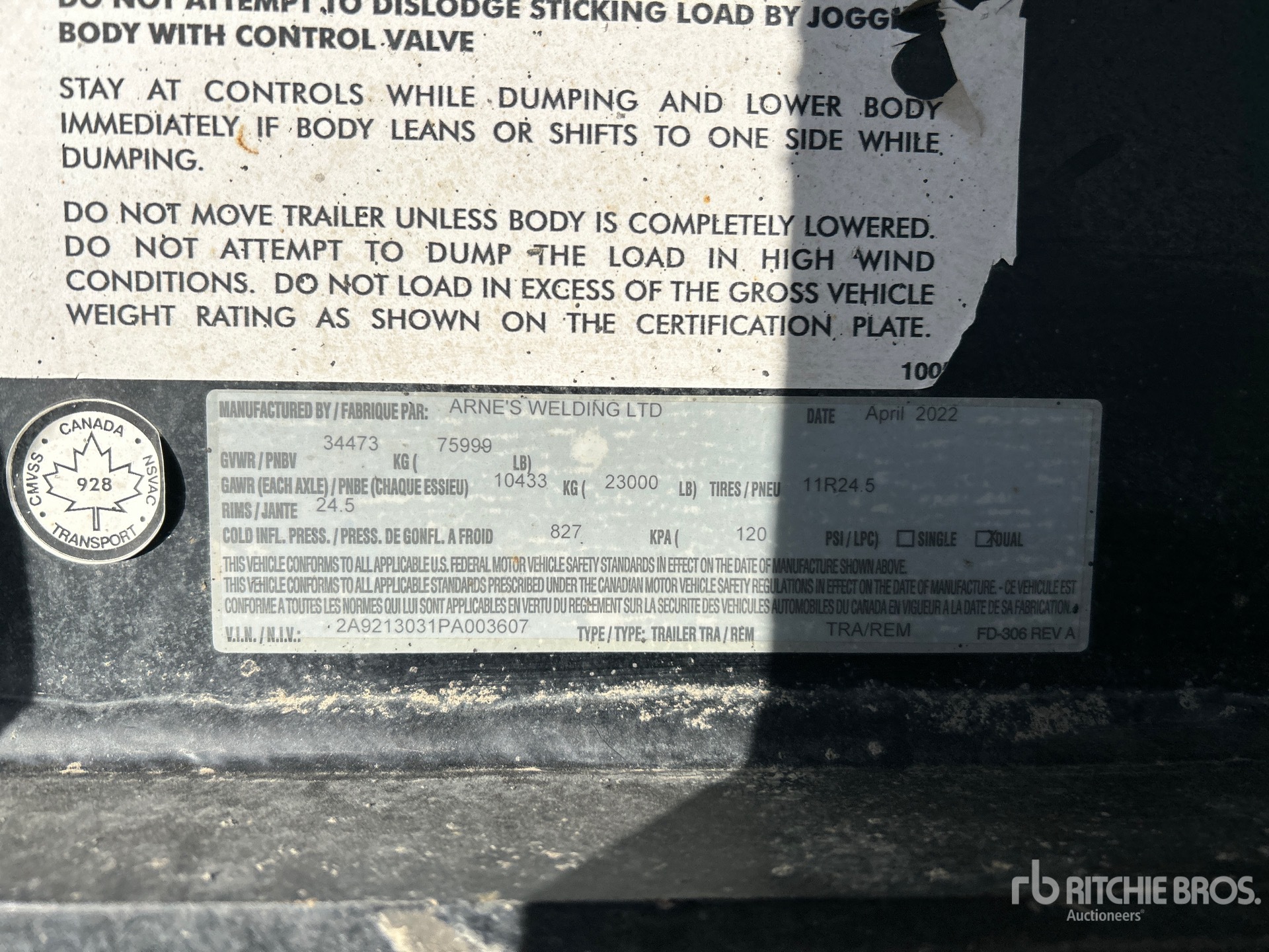General Appearance with Serial Number / VIN