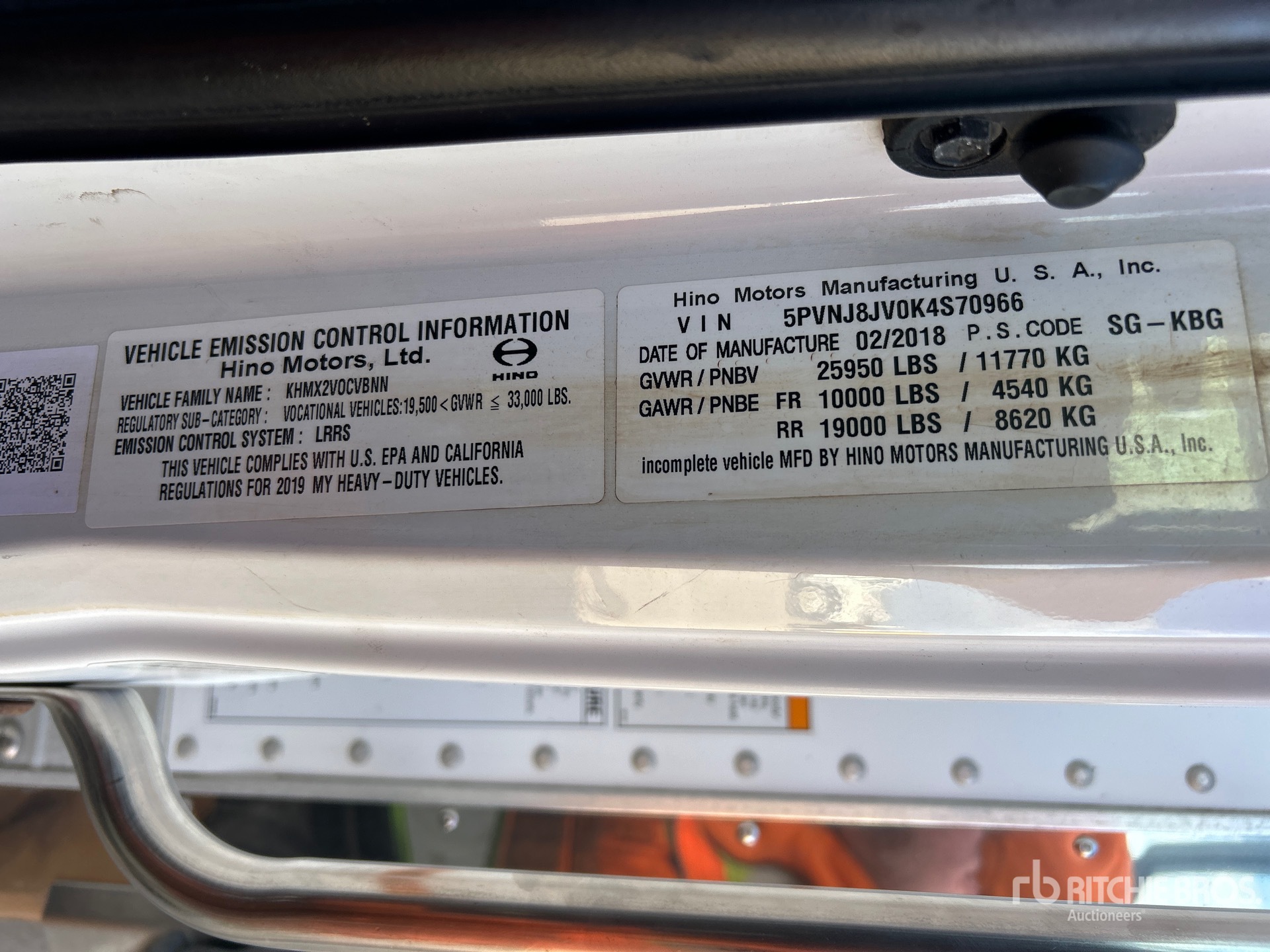 General Appearance with Serial Number / VIN