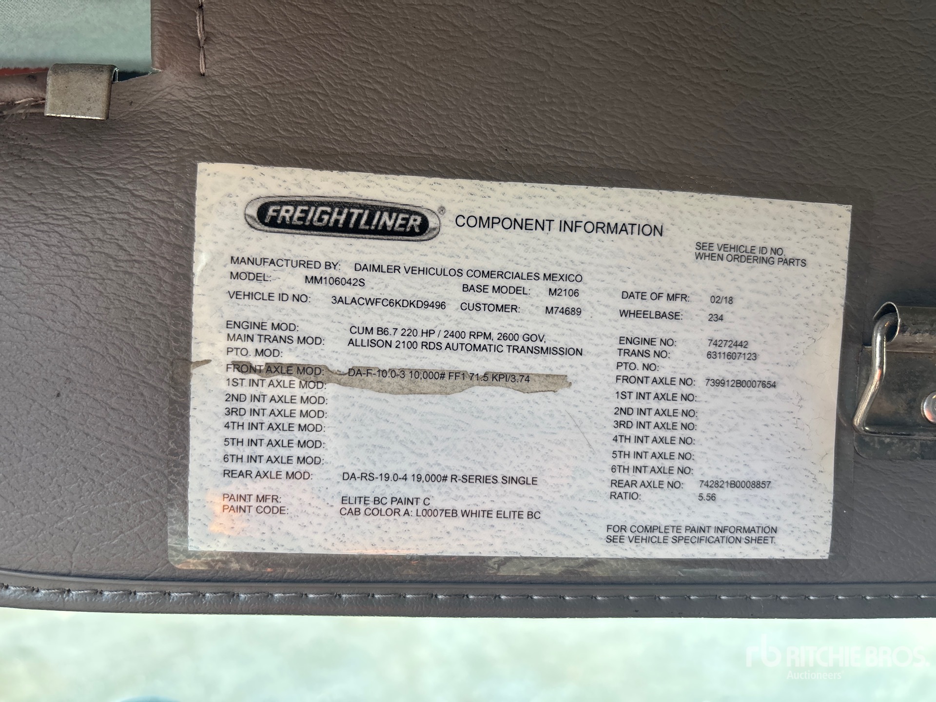 General Appearance with Serial Number / VIN