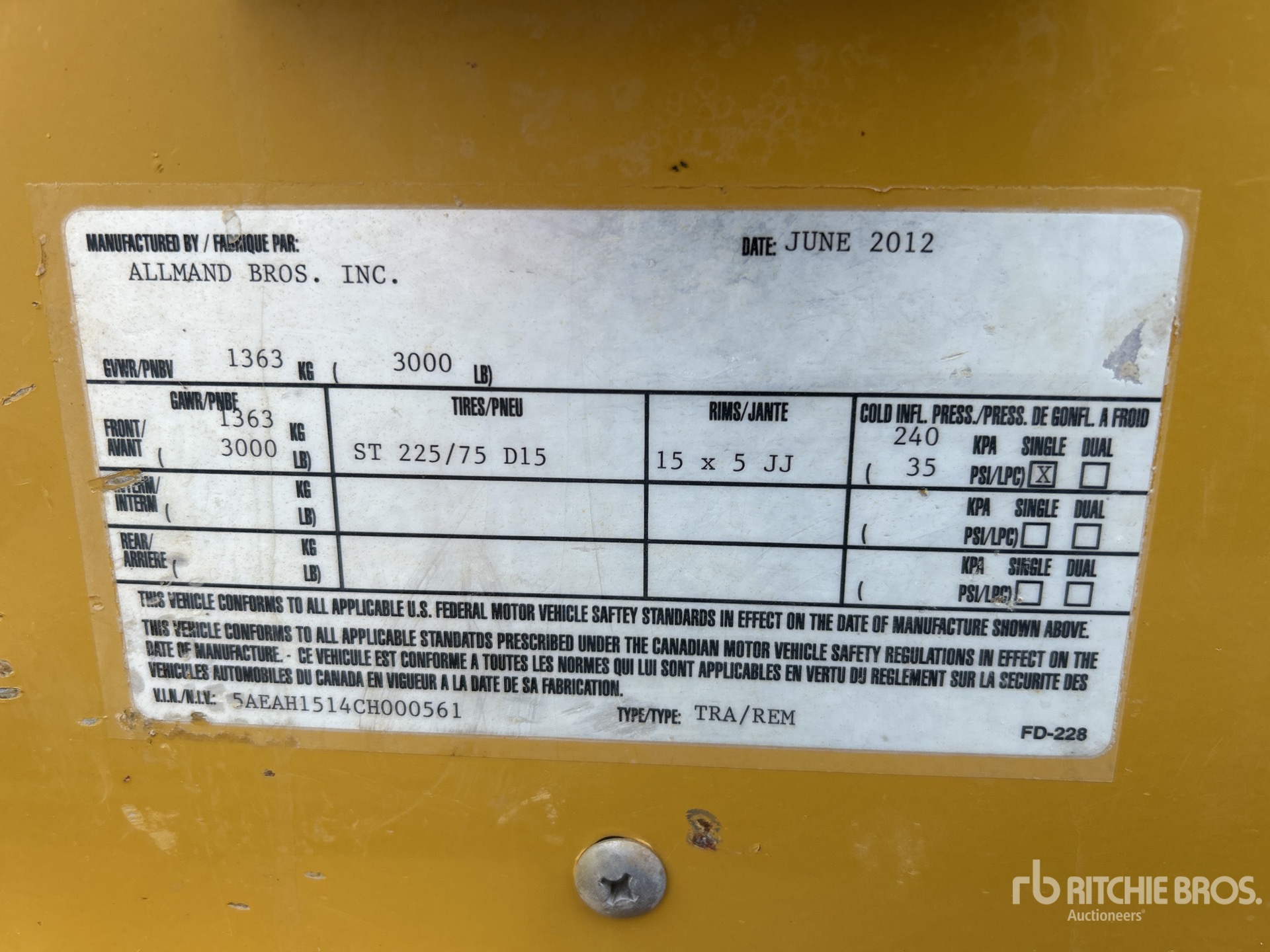 General Appearance with Serial Number / VIN