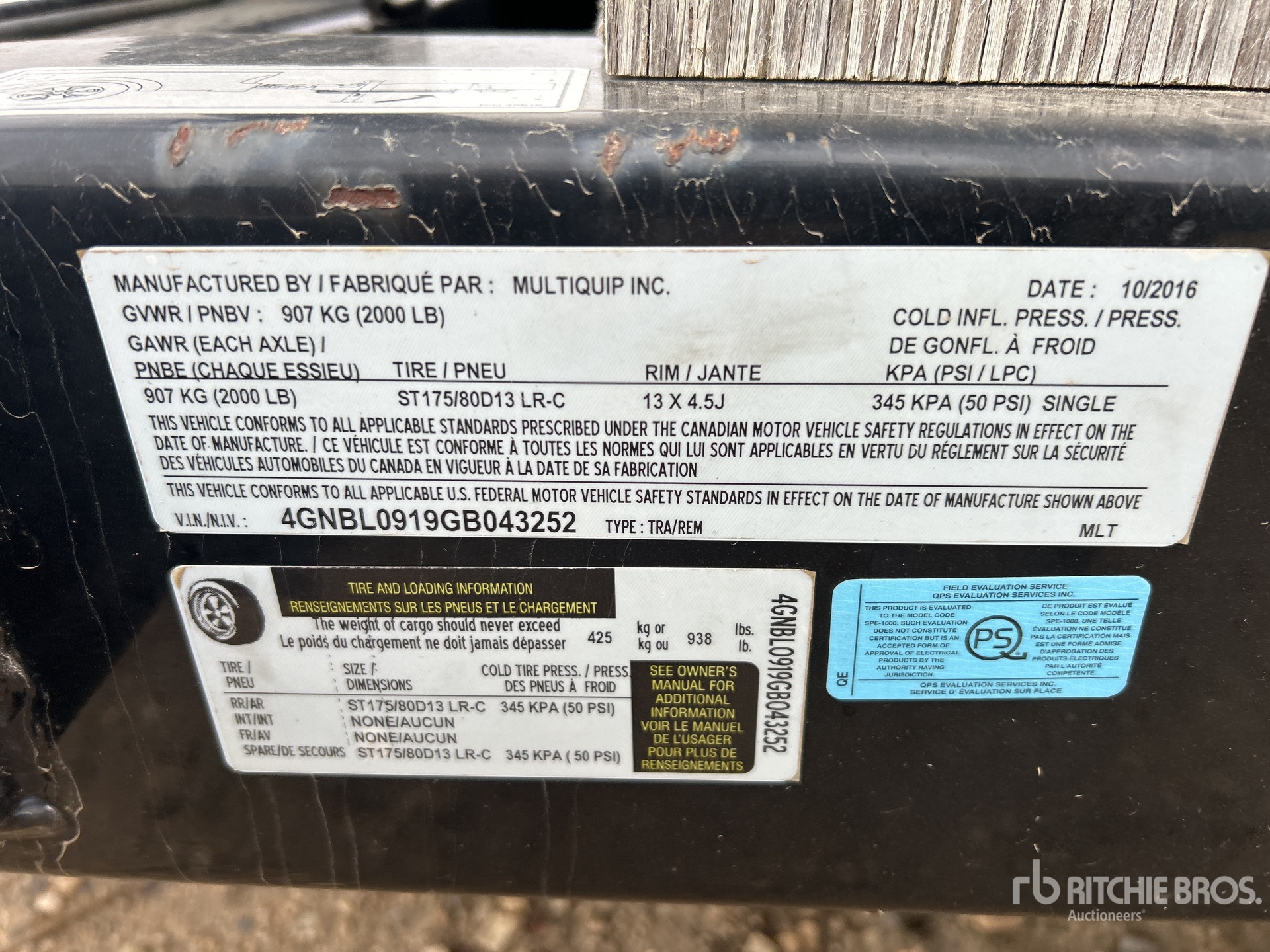 General Appearance with Serial Number / VIN