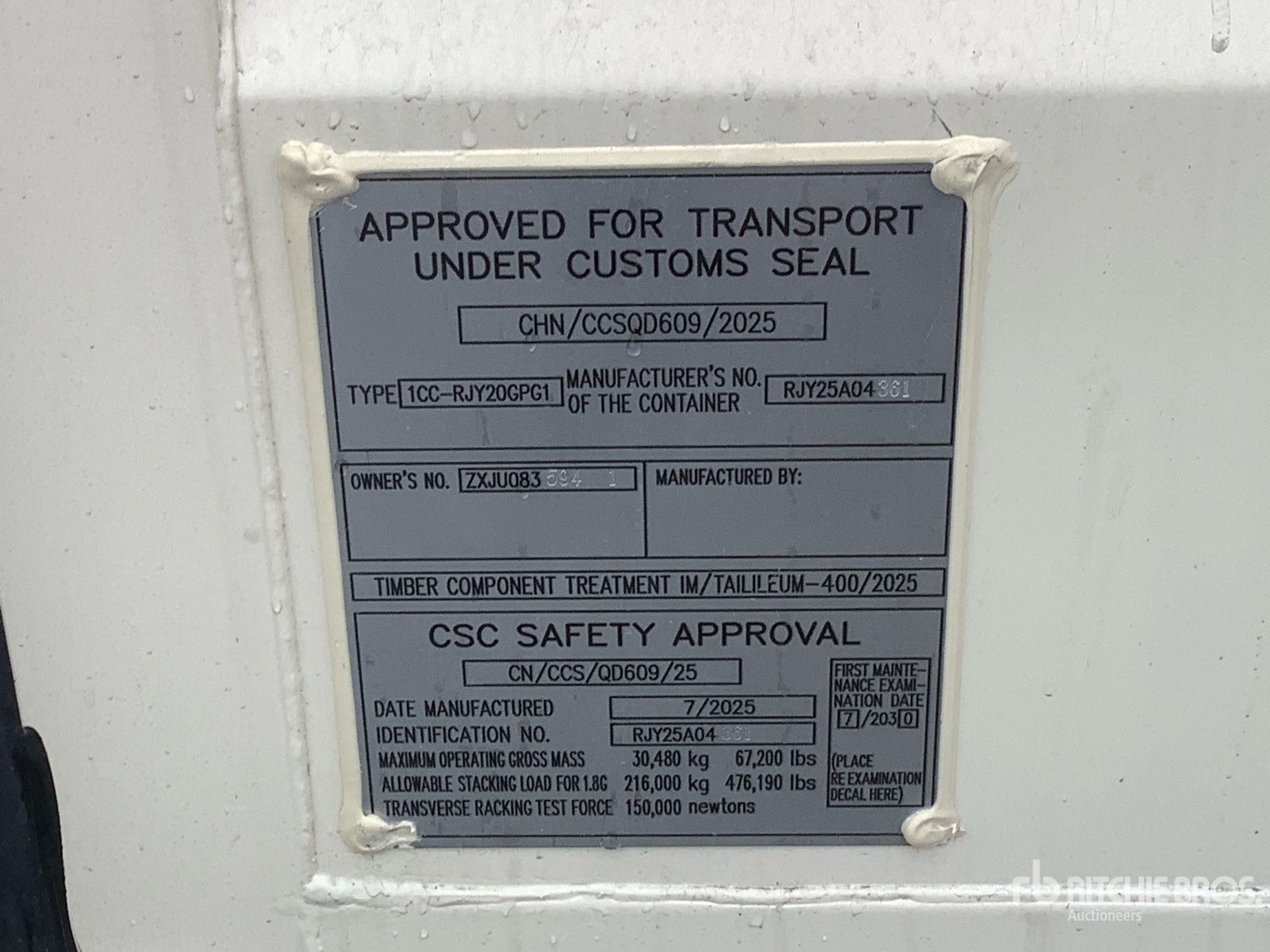 General Appearance with Serial Number / VIN