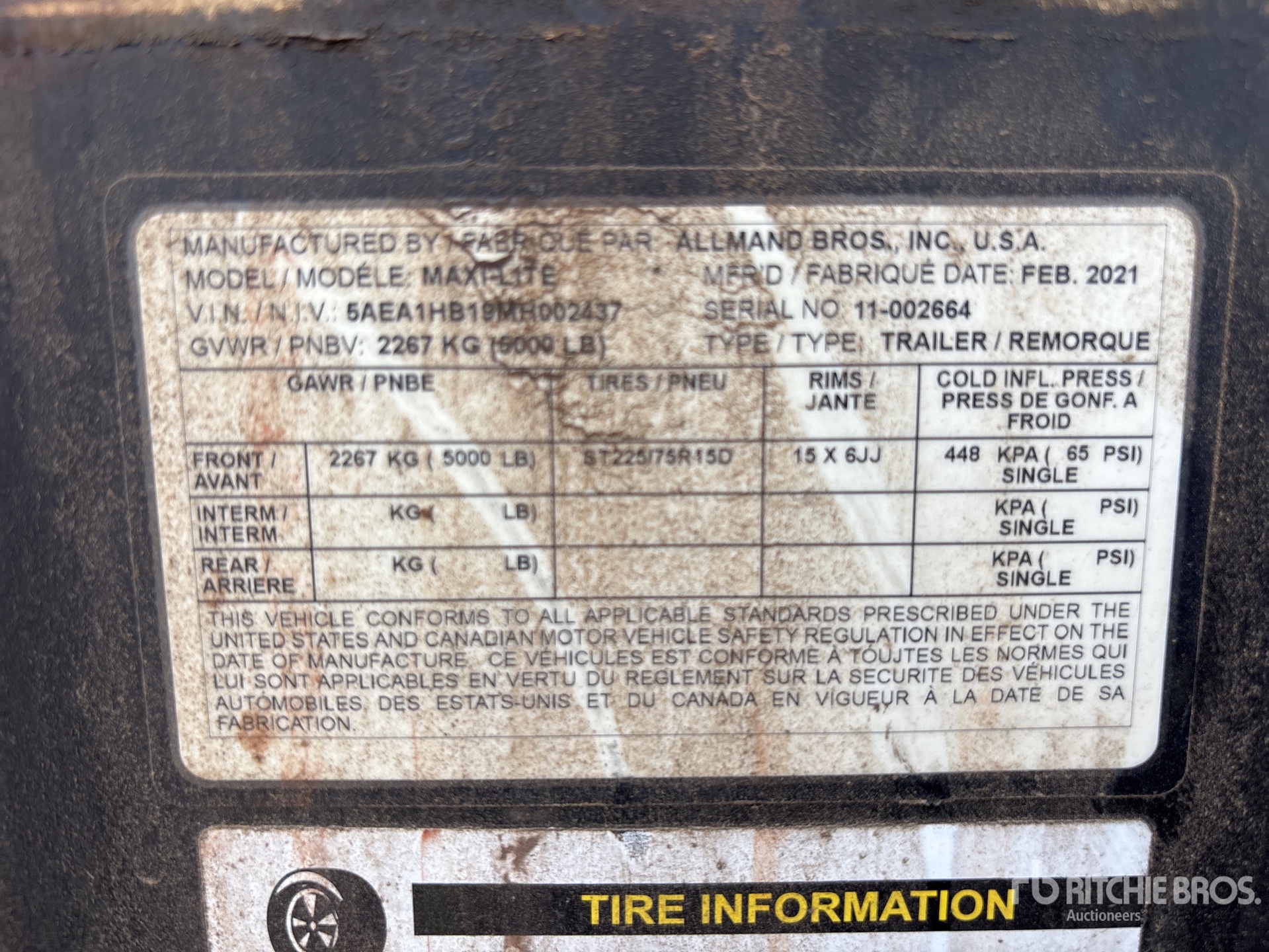 General Appearance with Serial Number / VIN