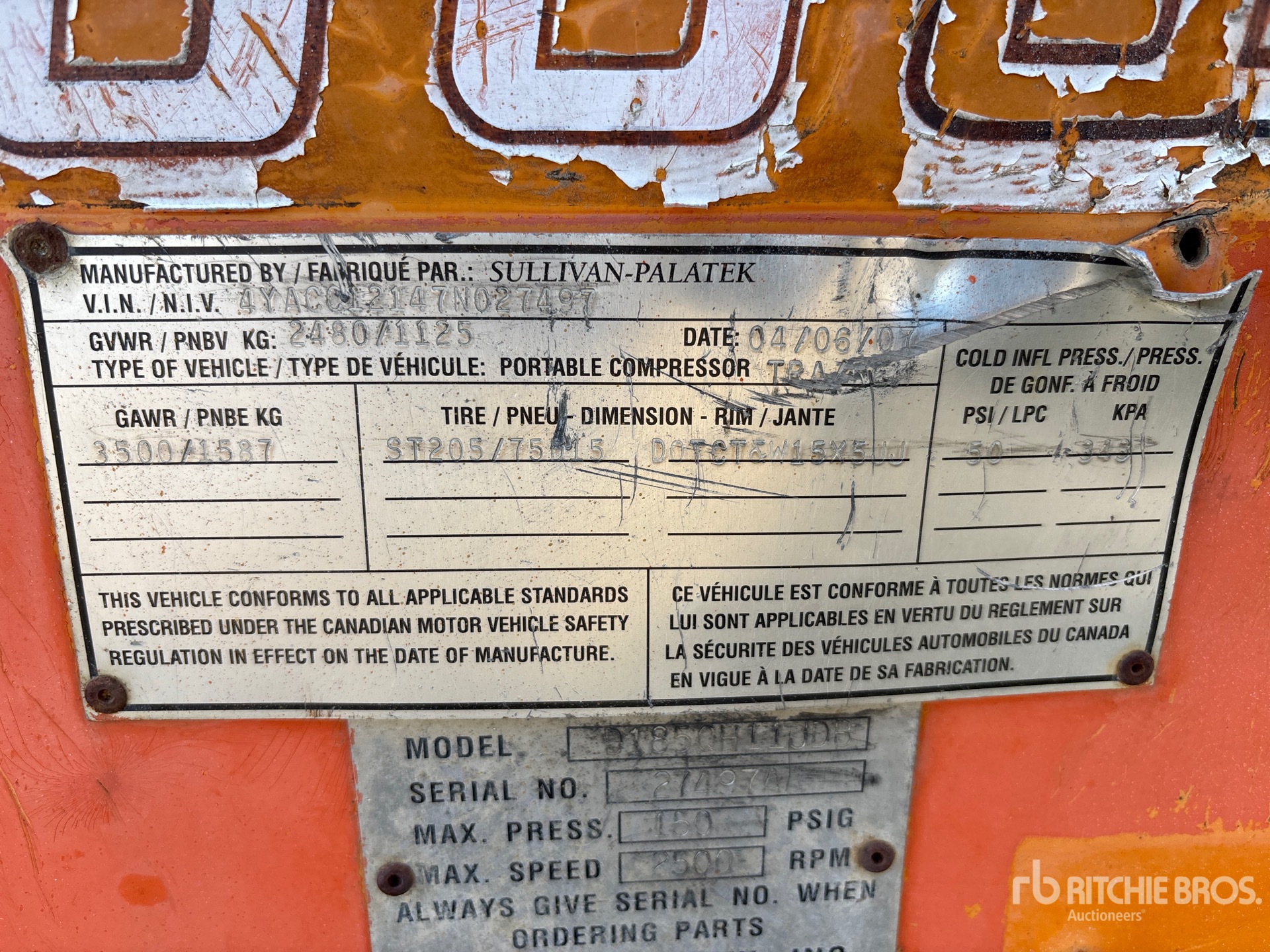 General Appearance with Serial Number / VIN