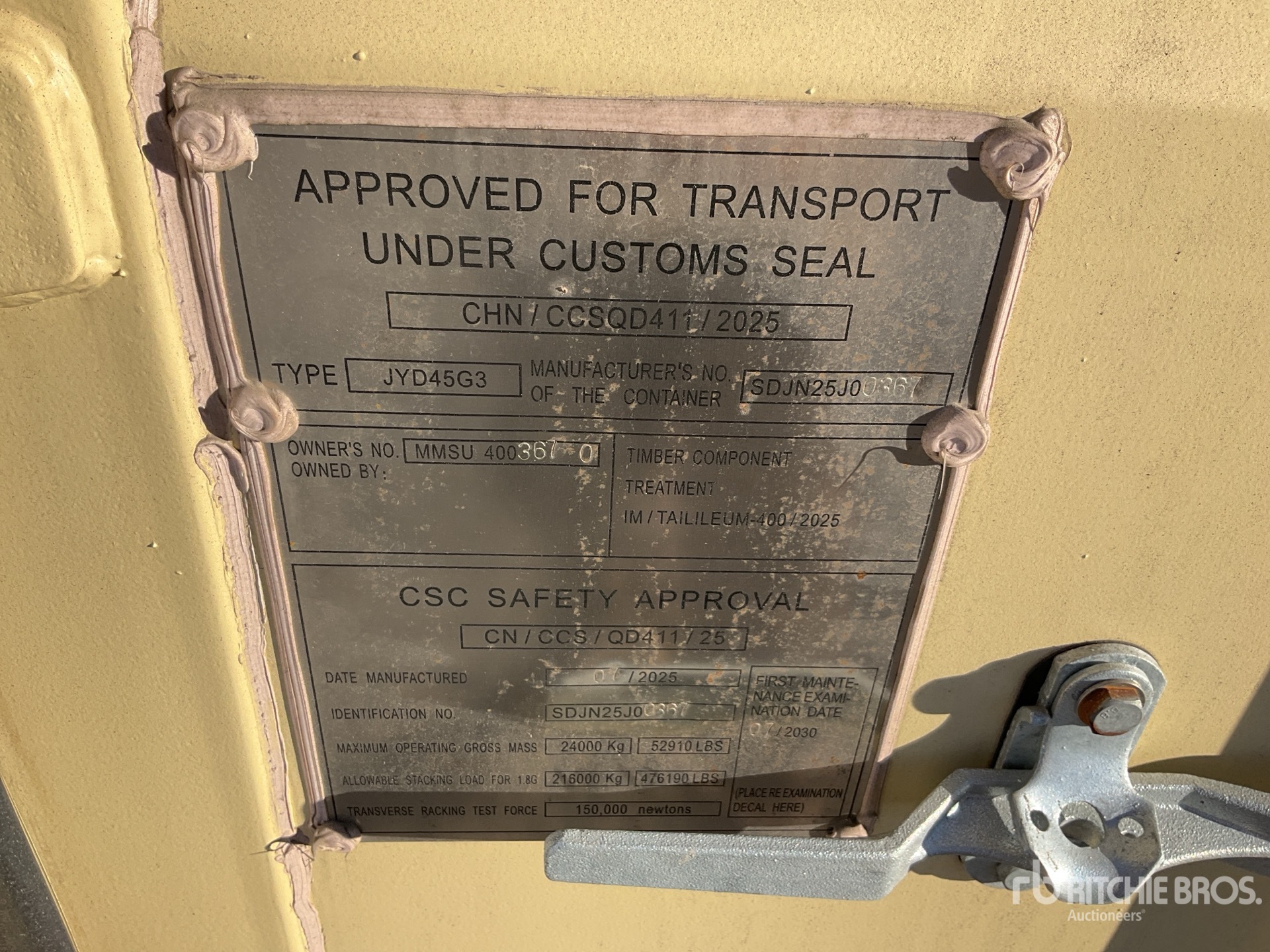 General Appearance with Serial Number / VIN